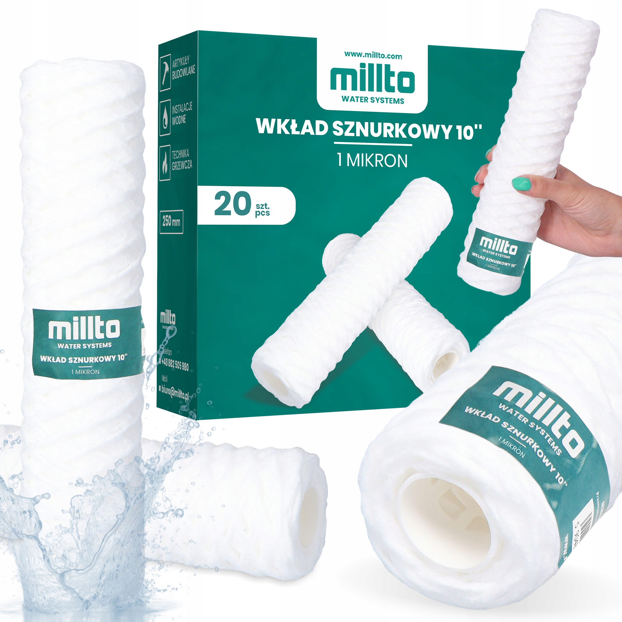 20 x Provázková Patrona Filtrační 10'' Filtr Vody Předfiltr 1 Mikron Uzdatnia G3