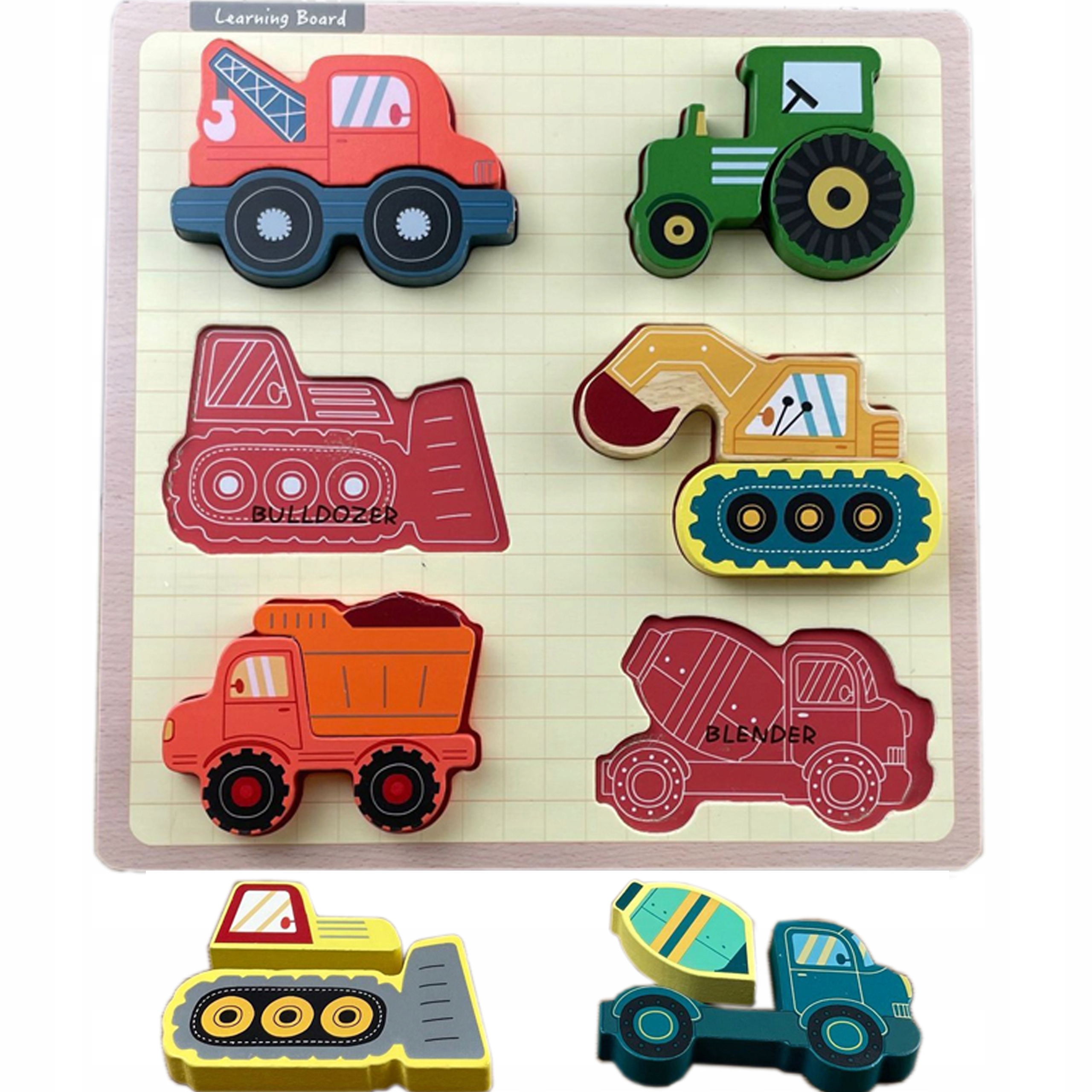 

Puzzle Drewniane Edukacyjne Logiczne Pojazdy Budow
