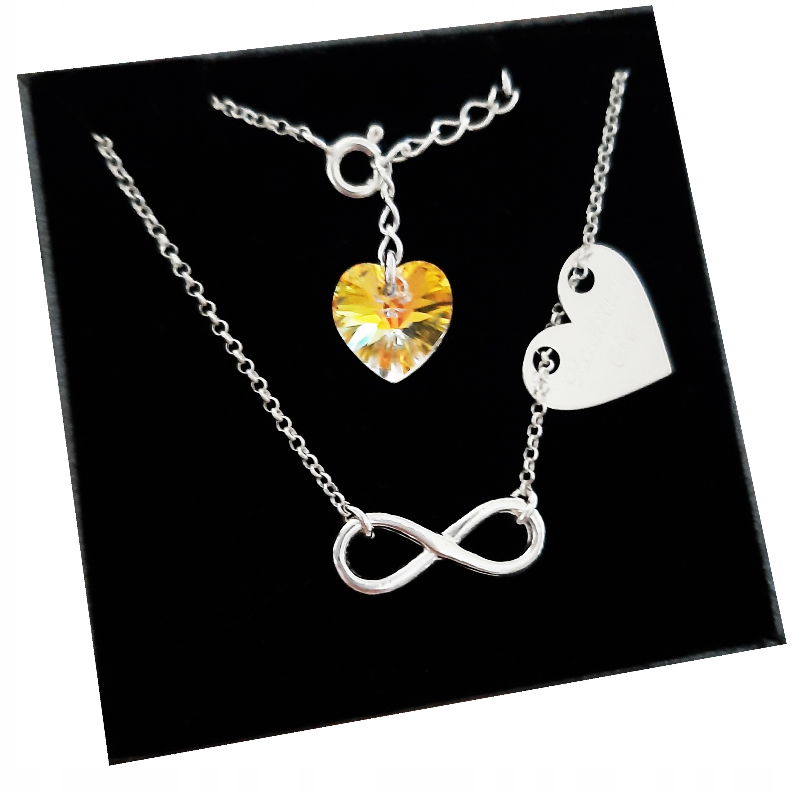 

Bransoletka infinity serce Grawer Kr Swarovski 925