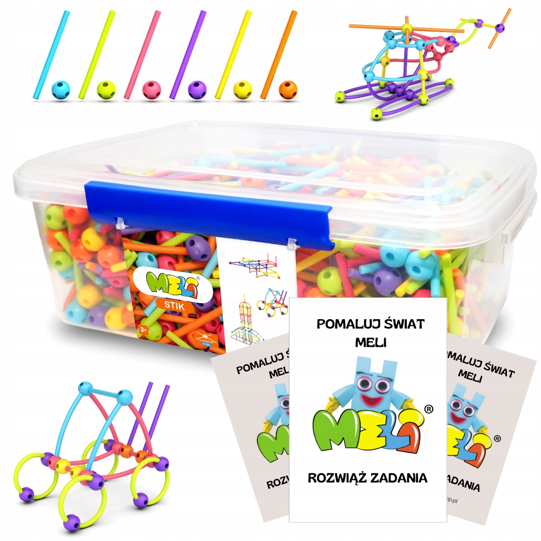 

Klocki Meli Stick Patyczki Kulki 1200 elementów