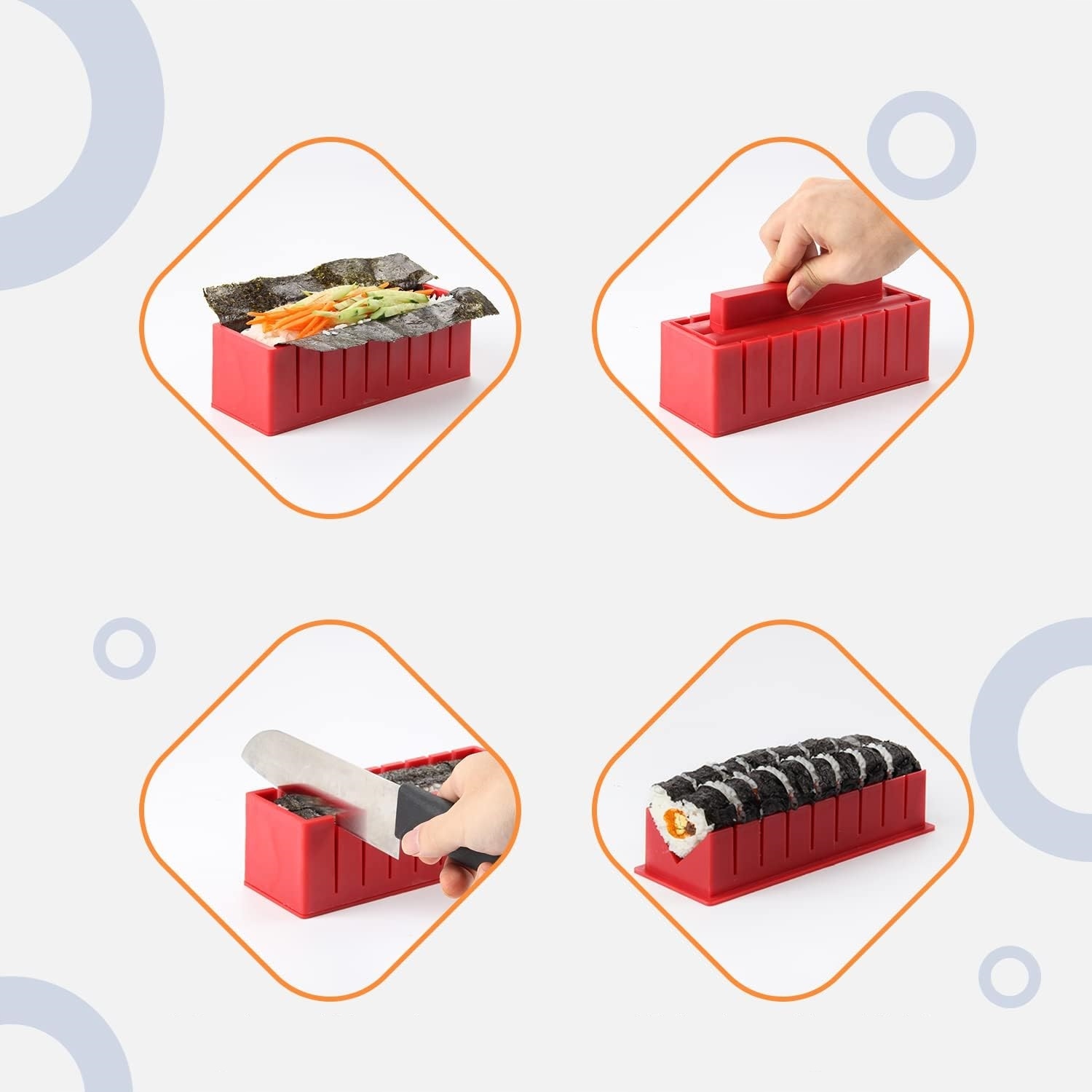ZESTAW DO ROBIENIA SUSHI MASZYNKA MATA CZERWONY DO SERWOWANIA SUSZI 11el Marka Galaxy
