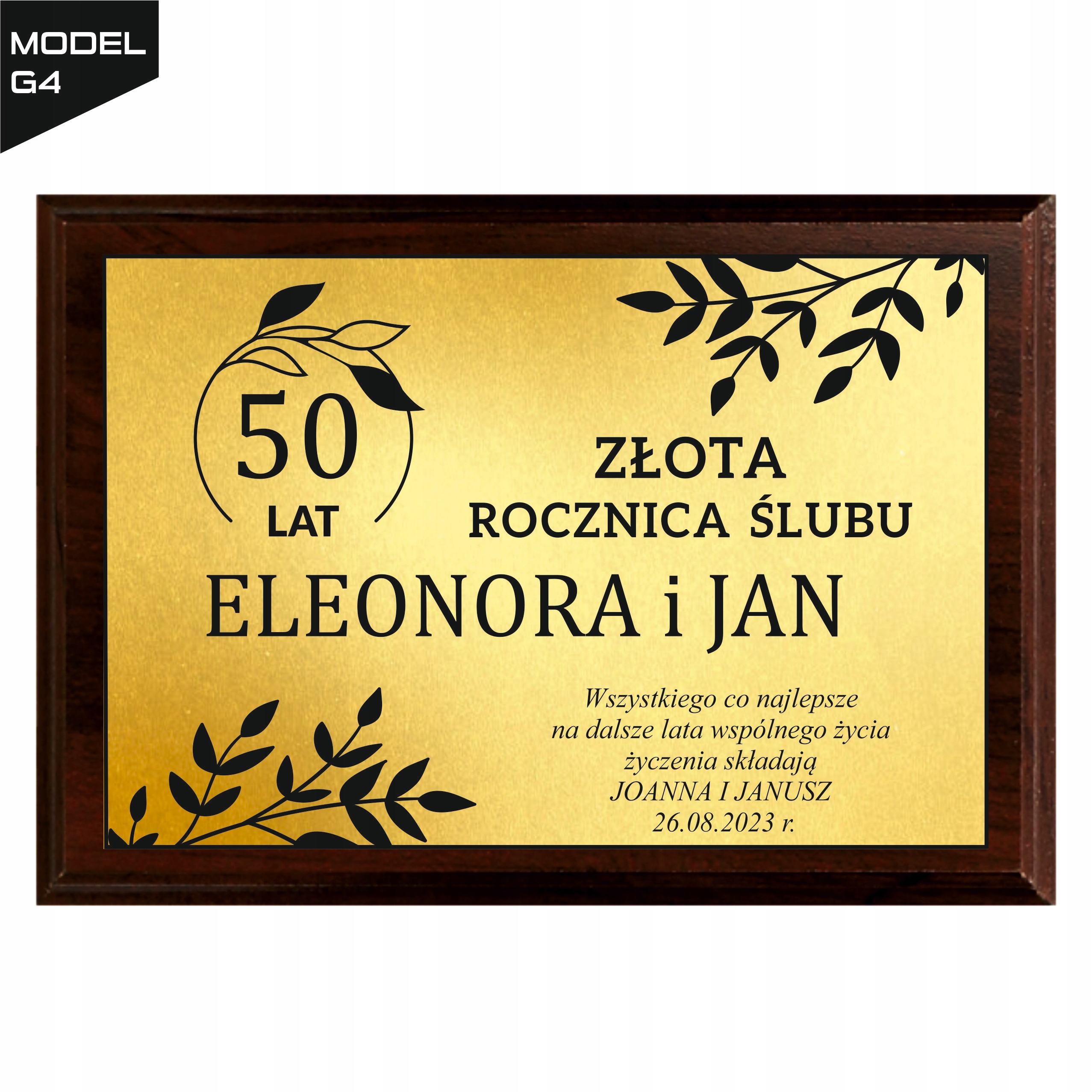 Magiczny Spersonalizowany Upominek Prezent Gift na Rocznicę Ślubu 1-50 lat Kolor dominujący złoty