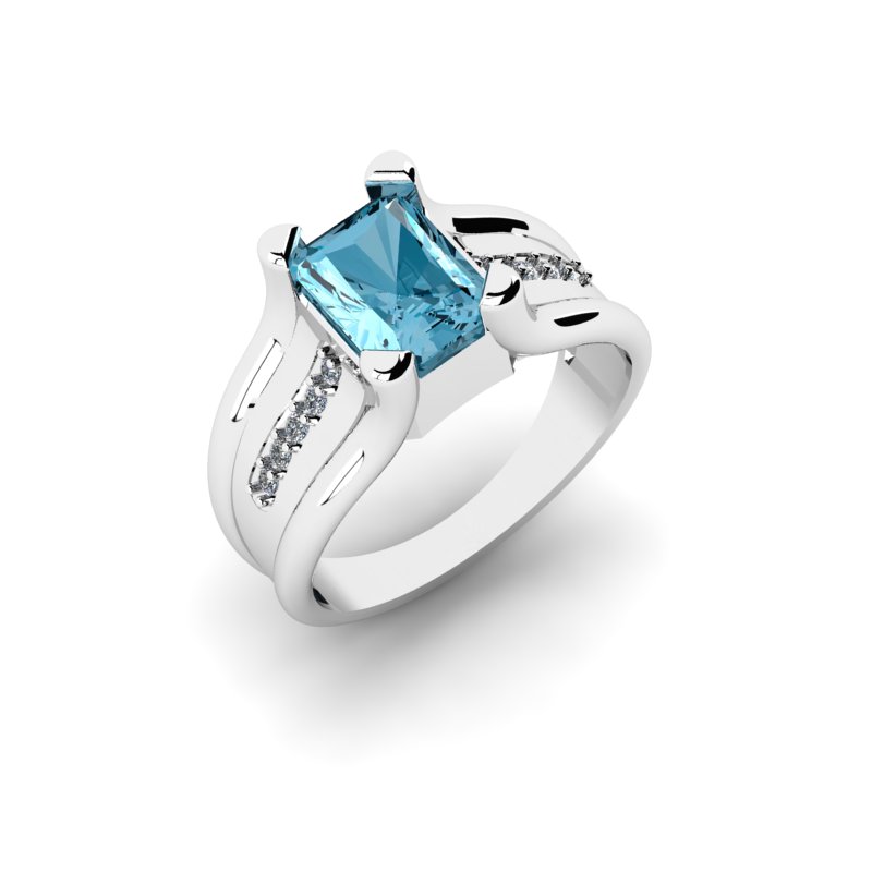 

Pierścionek Z Białego Złota Z Niebieskim Topazem