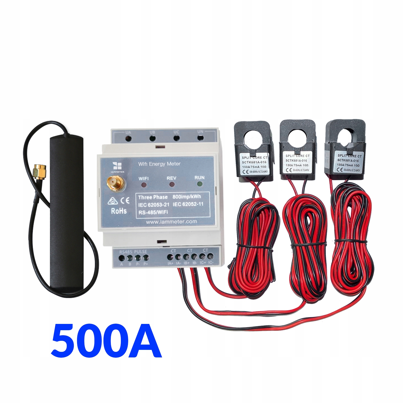 Trojfázový WiFi Pv 500A merač energie