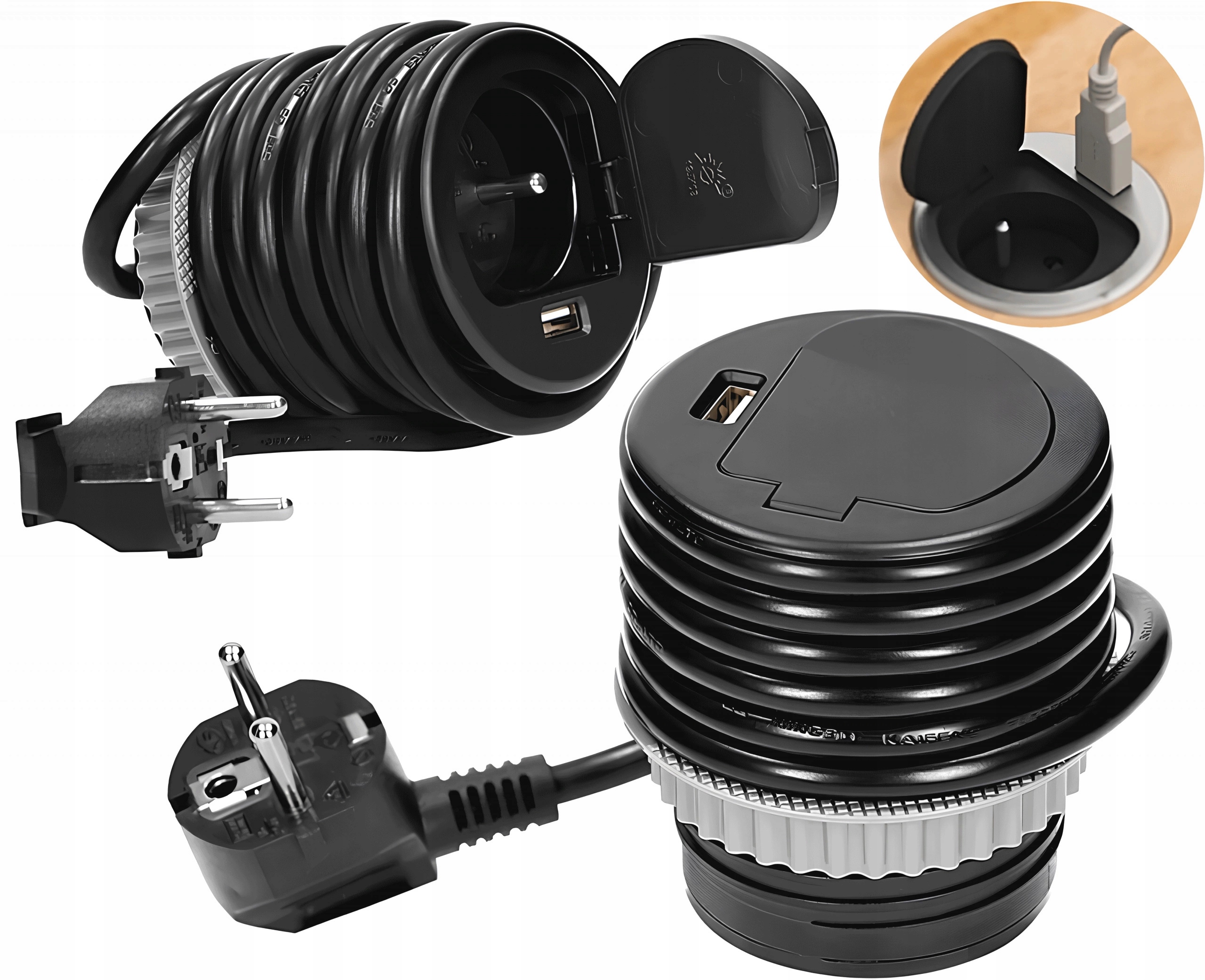 

Gniazdo Meblowe Wpuszczane w Blat z Ładowarką Usb