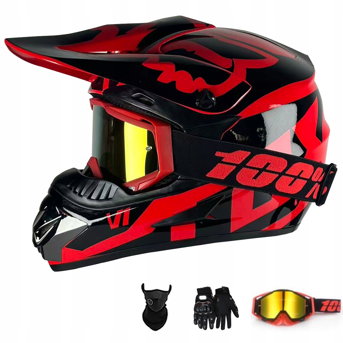 Motocyklová Přilba Lehká Enduro Quada Brýle Rukavice Maska XL