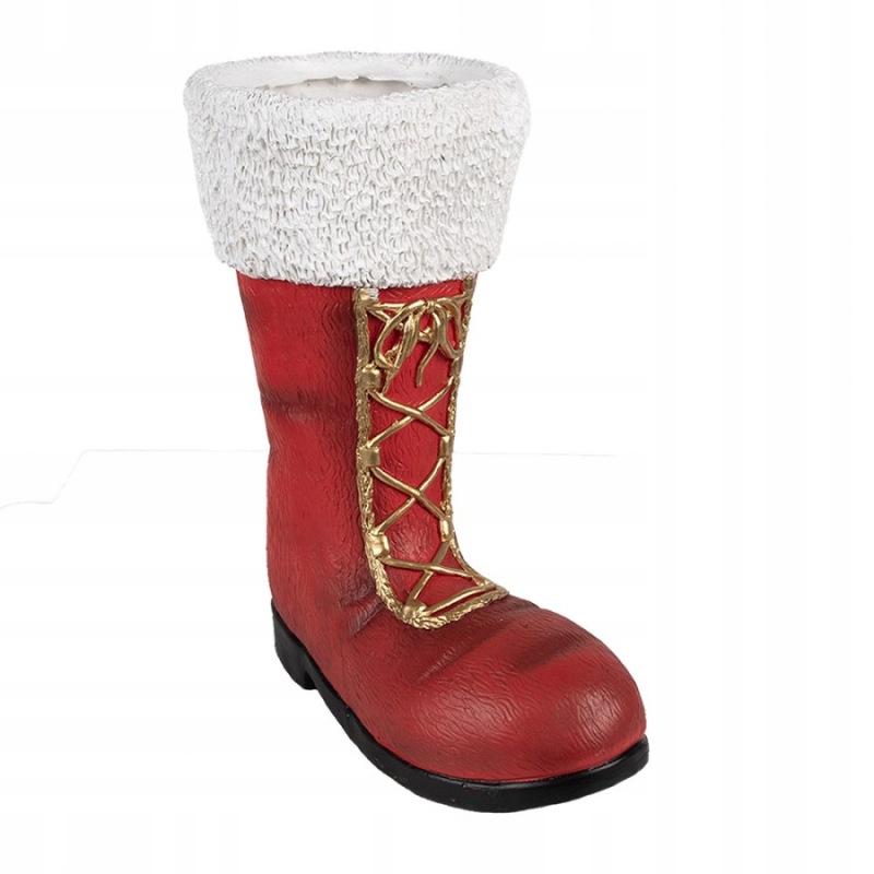 Dekorácia Vianočná červená keramická obuv svätého Mikuláša 32x19x36 cm