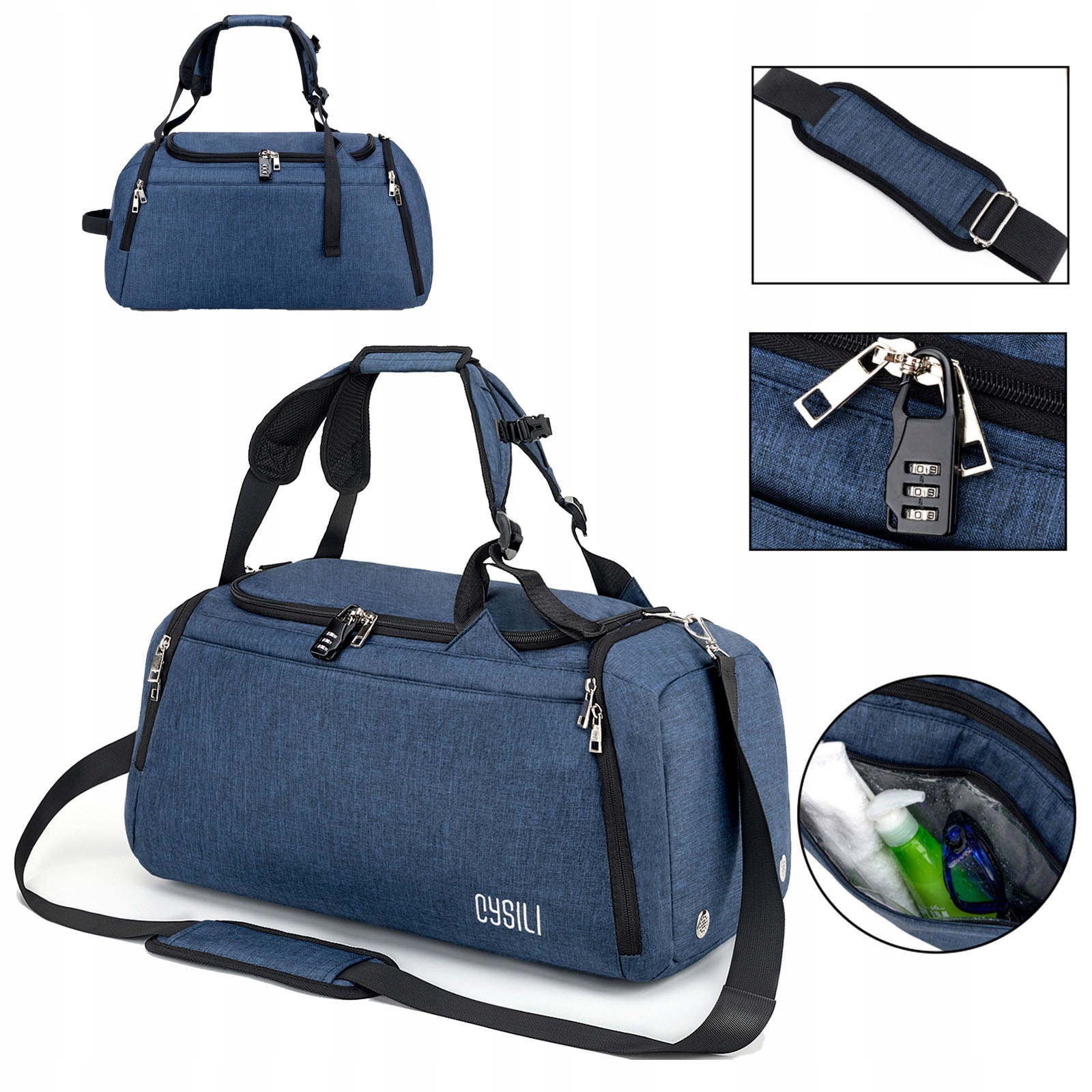 Sportovní Tréninková Cestovní Taška Přes Rameno 42 L Kapsa Na Boty Modrá