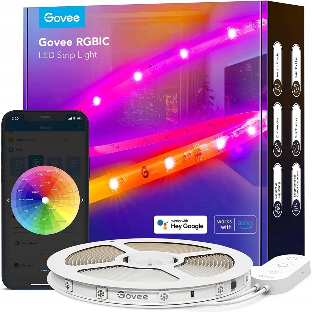 Taśma Led Govee H619A Sterowanie Kolorami Rgb Led Strip Light 5M Aplikacja