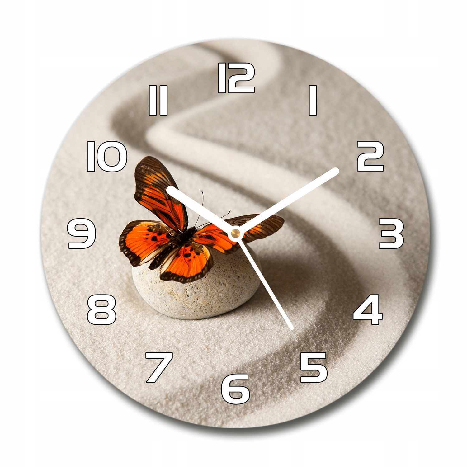 

Zegar szklany okrągły Kamień zen i motyl fi 30 cm