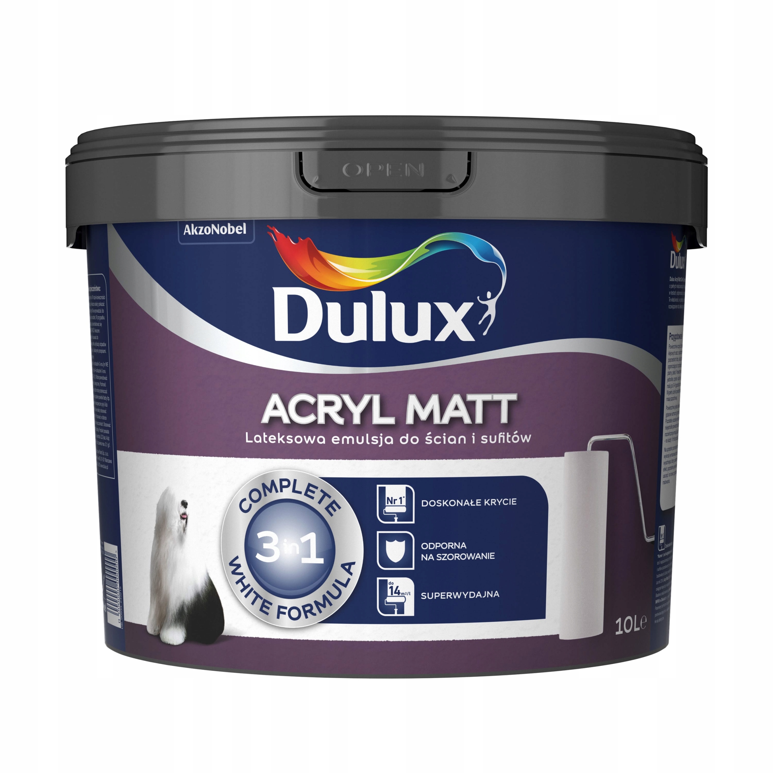 Dulux Acryl Matt Farba Biała Emulsja Do Ścian I Sufitów 10L