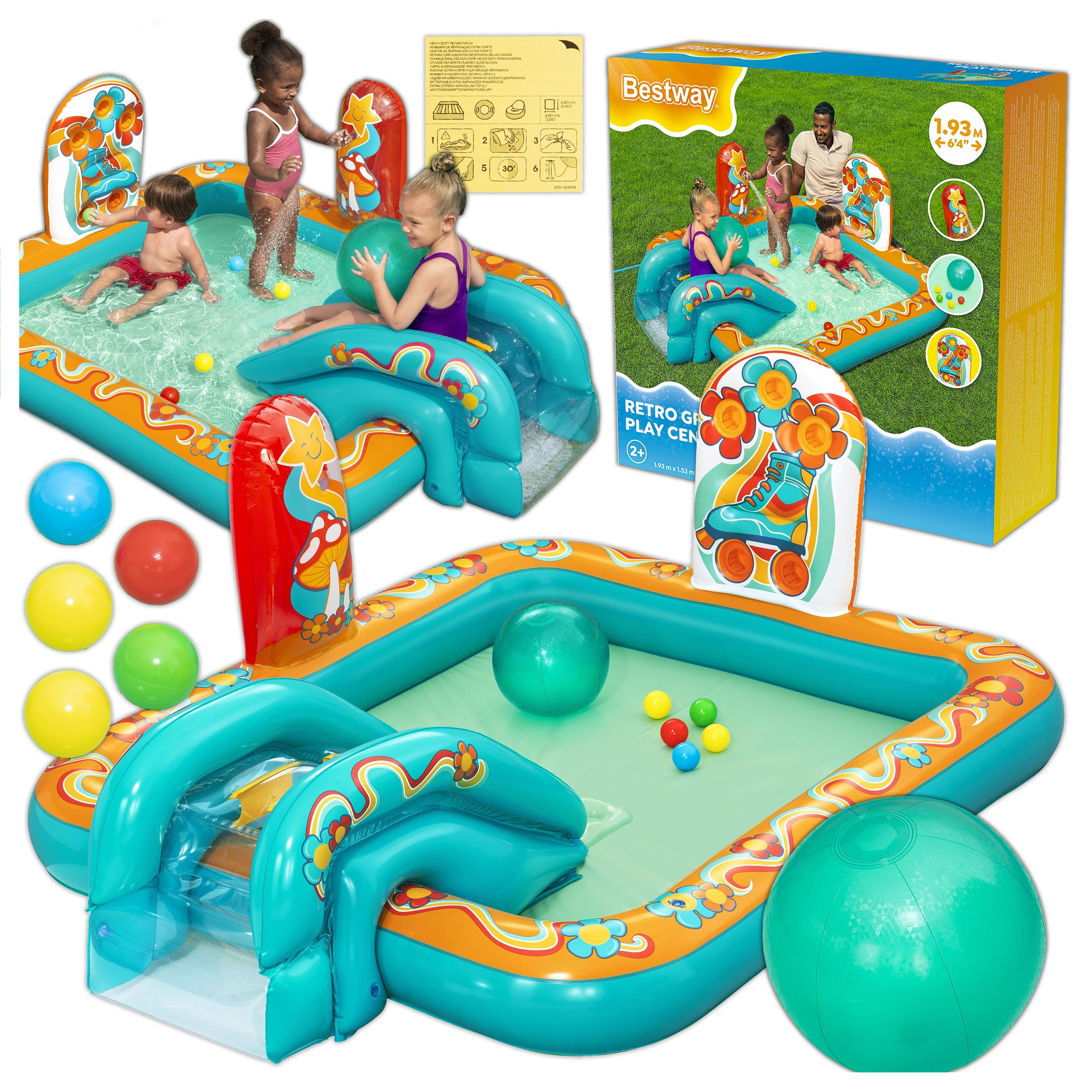 Nafukovací Dětské Hřiště Bestway 53164 Skluzavka Postřikovač Míčky