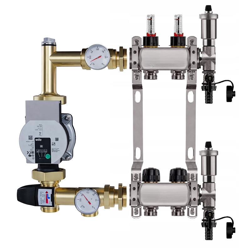 Rozdělovač pro podlahu 2 sekce nerezový pro vytápění Čerpadlo Wilo