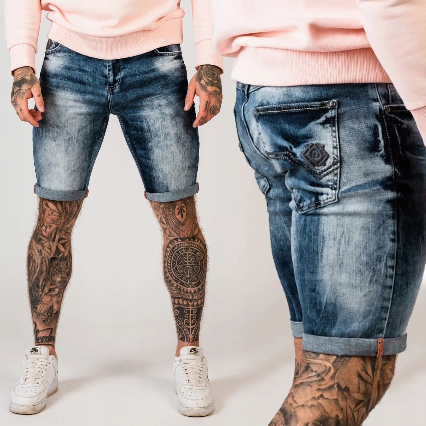 Kraťasy Cipo Baxx Džíny přetíratelné Denim Blue