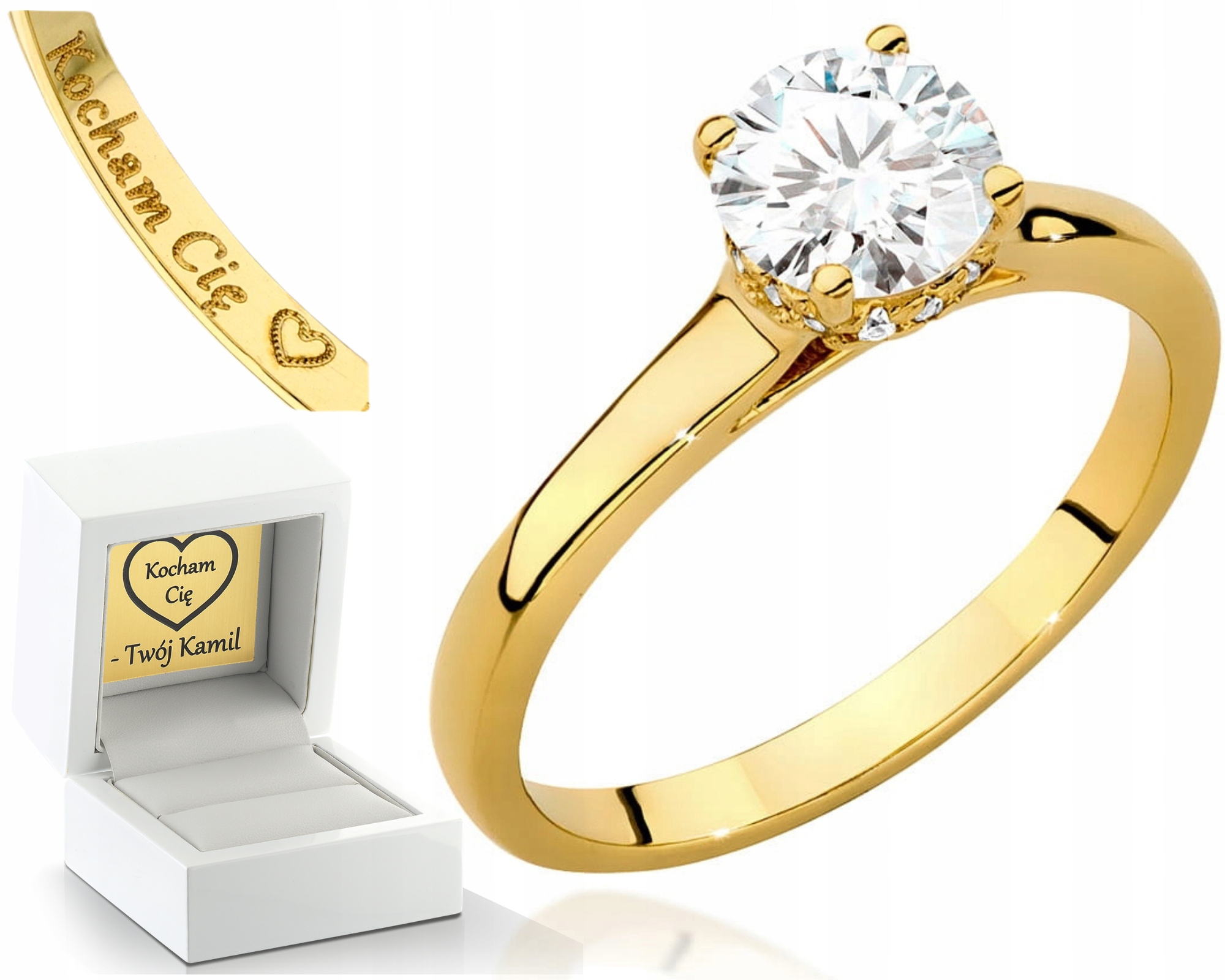 Žluté Zlato Prstýnek 14K Laboratorní Briliant Luxus A Prestiž