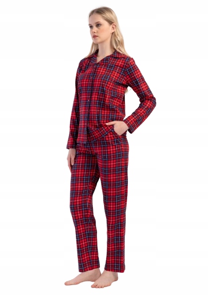 Rozepínací Pyžamo Červená Mřížka Dřevorubec Dlouhý Rukáv Dlouhé Kalhoty XL