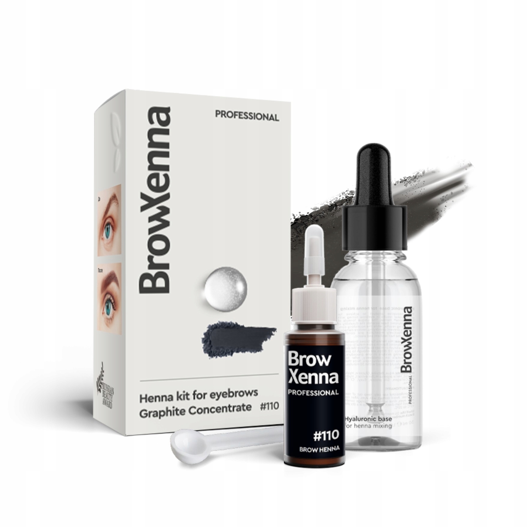 Henna na obočí BrowXenna 110 Graphite Concentrate Grafit 10 g báze 30 ml