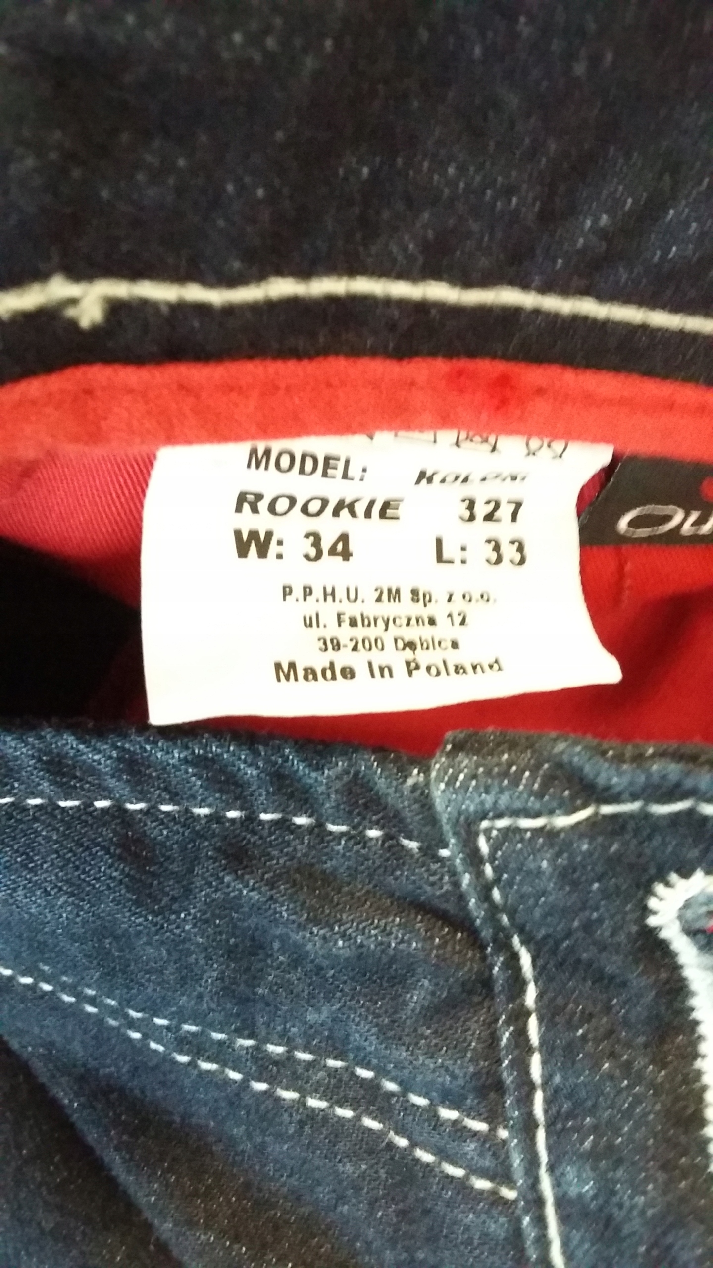 REDLINE Rookie rozm. W34/L33 Model Rookie