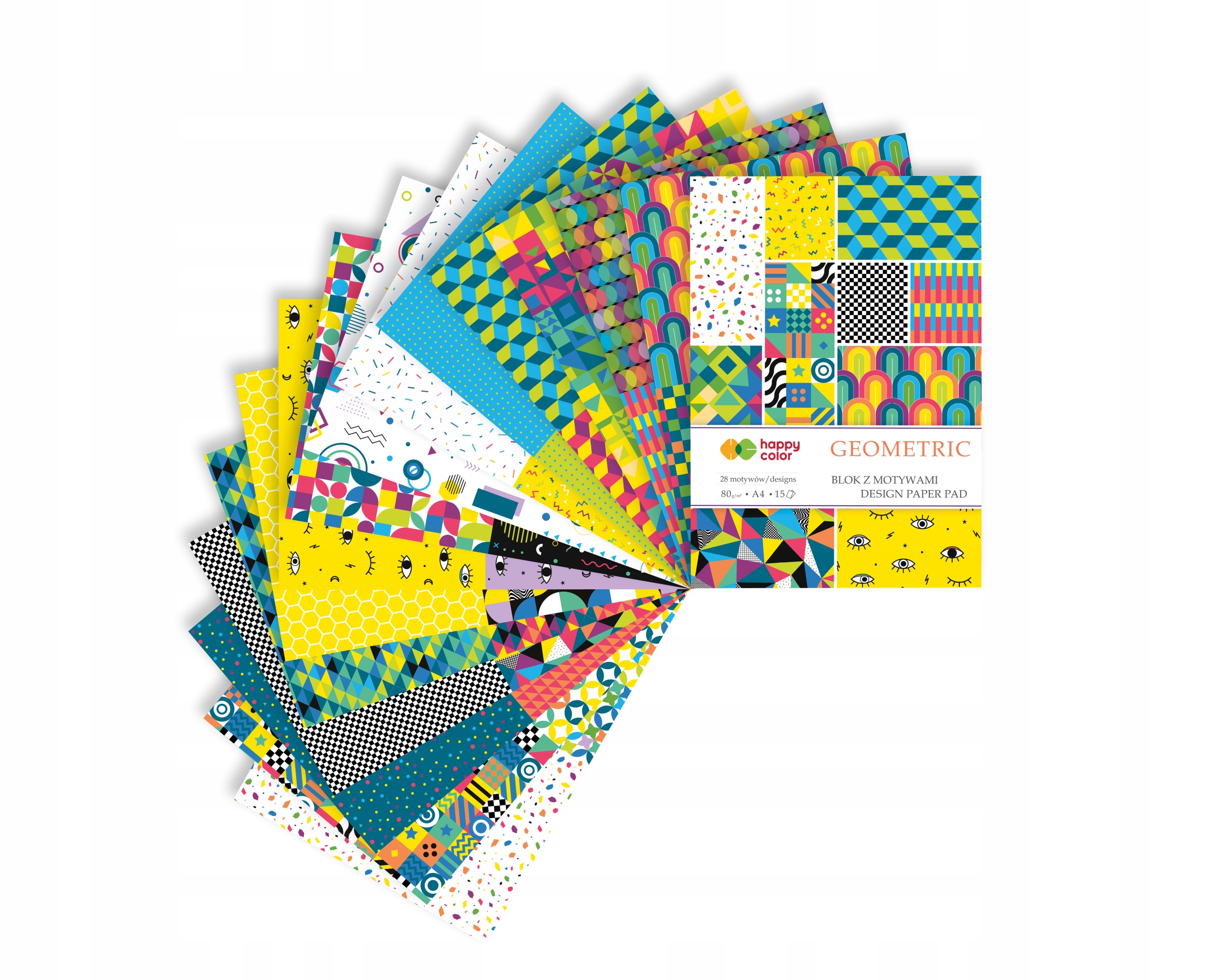 Blok z motywami Happy Color Geometric A4 28 wzorów Kod producenta HA 3808 2030-E