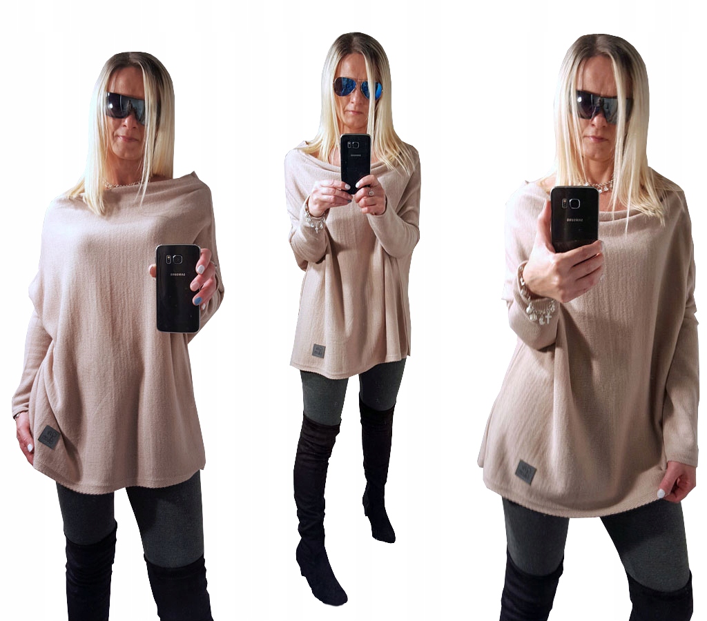 

Sweterek Oversize Tunika Sweter Wool Odkryte Ramię