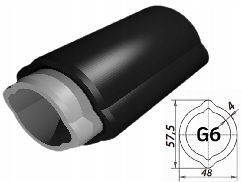 RURA WAŁU WOM cytryna G6 zewnętrzna 48 x 57,5 - 50cm Numer katalogowy części RPG6