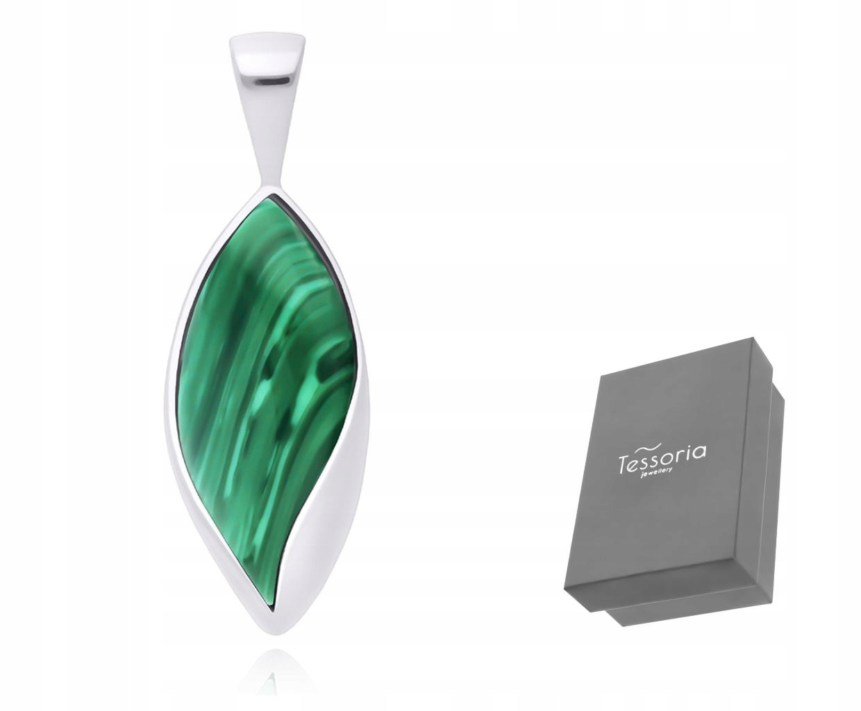 Dámský stříbrný přívěsek se zeleným malachitem 925, velký Přívěsek na Řetízek