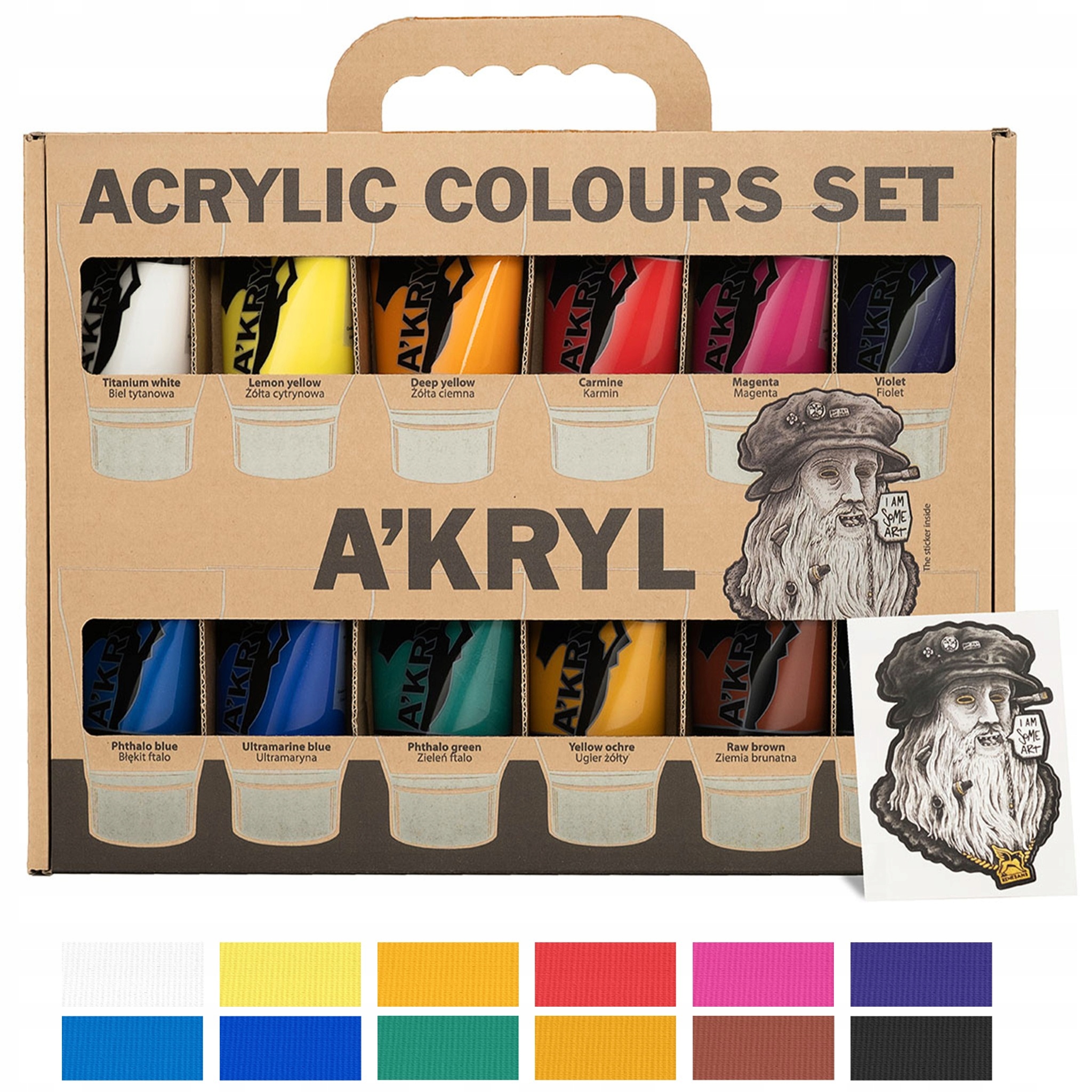 Sada 12 Akrylových Barev A'kryl umělecké základní Renesans 12 x 100ml