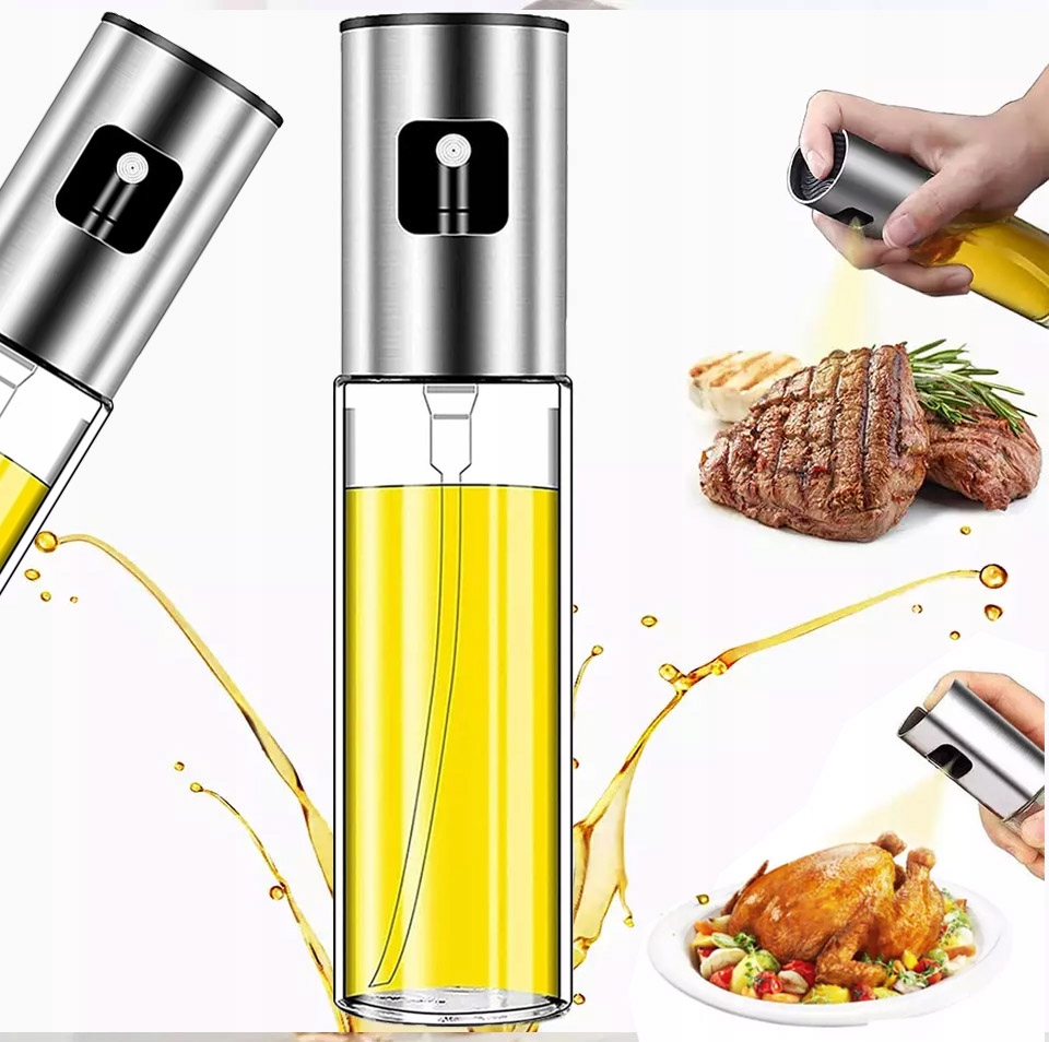 SZKLANY SPRYSKIWACZ DO OLEJU OLIWY OCTU DOZOWNIK W SPRAYU STAL NIERDZEWNA