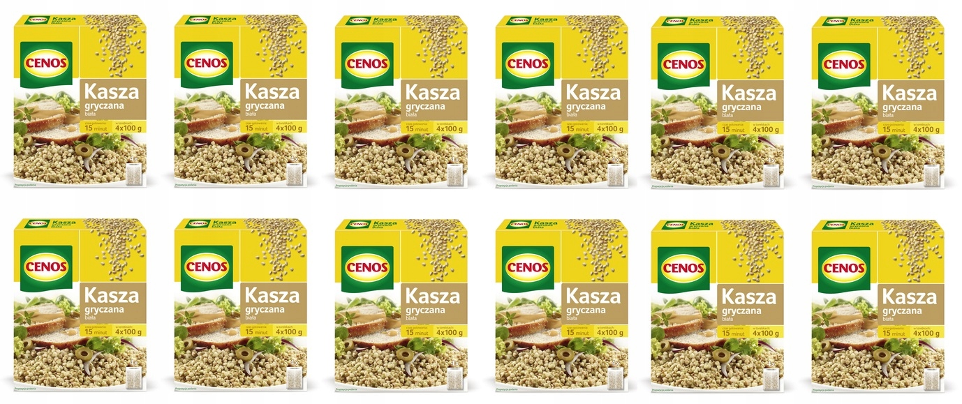 Levně 12x 400g Cenos Bílá pohanková kaše 4x100g Karton
