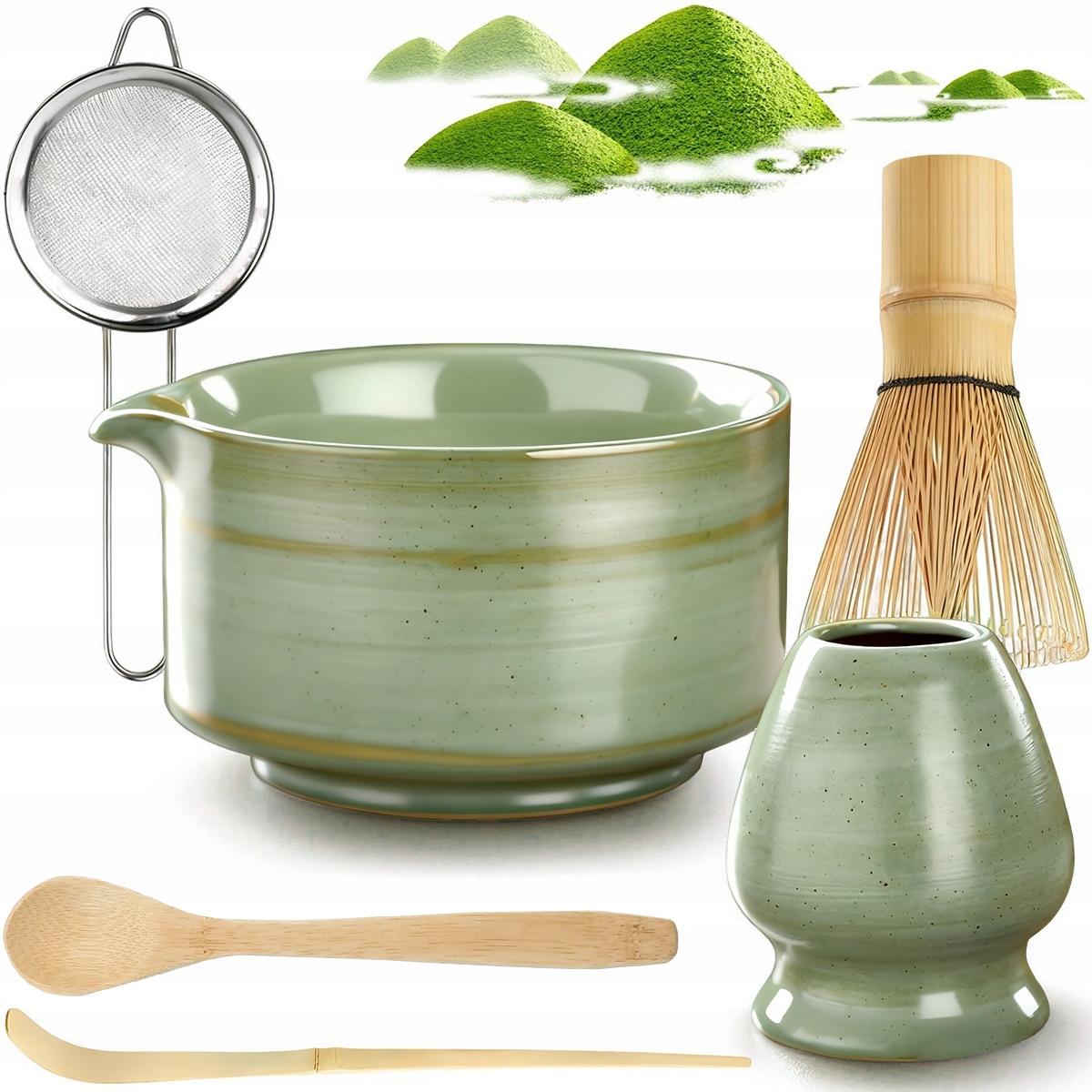 Levně Bambusový Dárková Sada Metlička Štětec Na Čaj Matcha 6 Sada