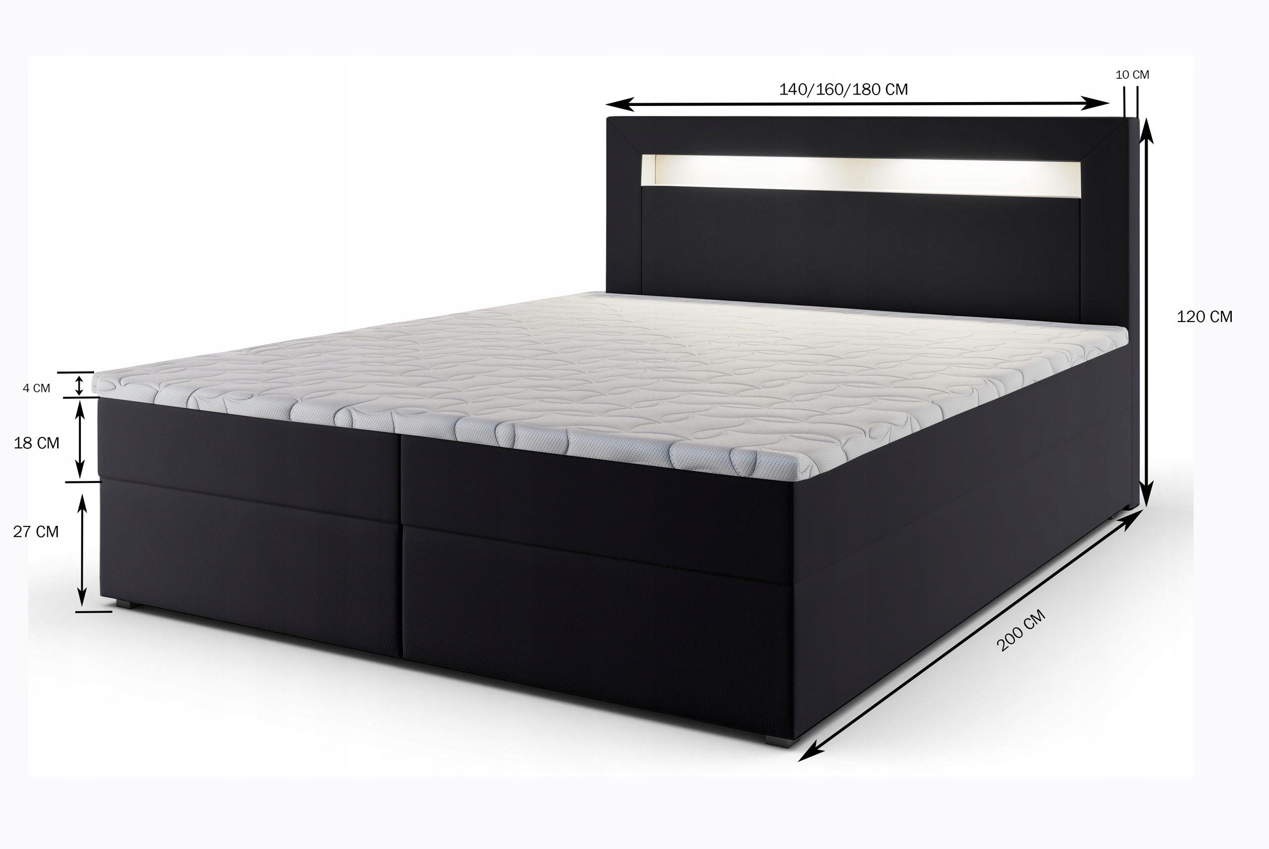 

Łóżko Led tapicerowane Plato 140x200 Kontynentalne