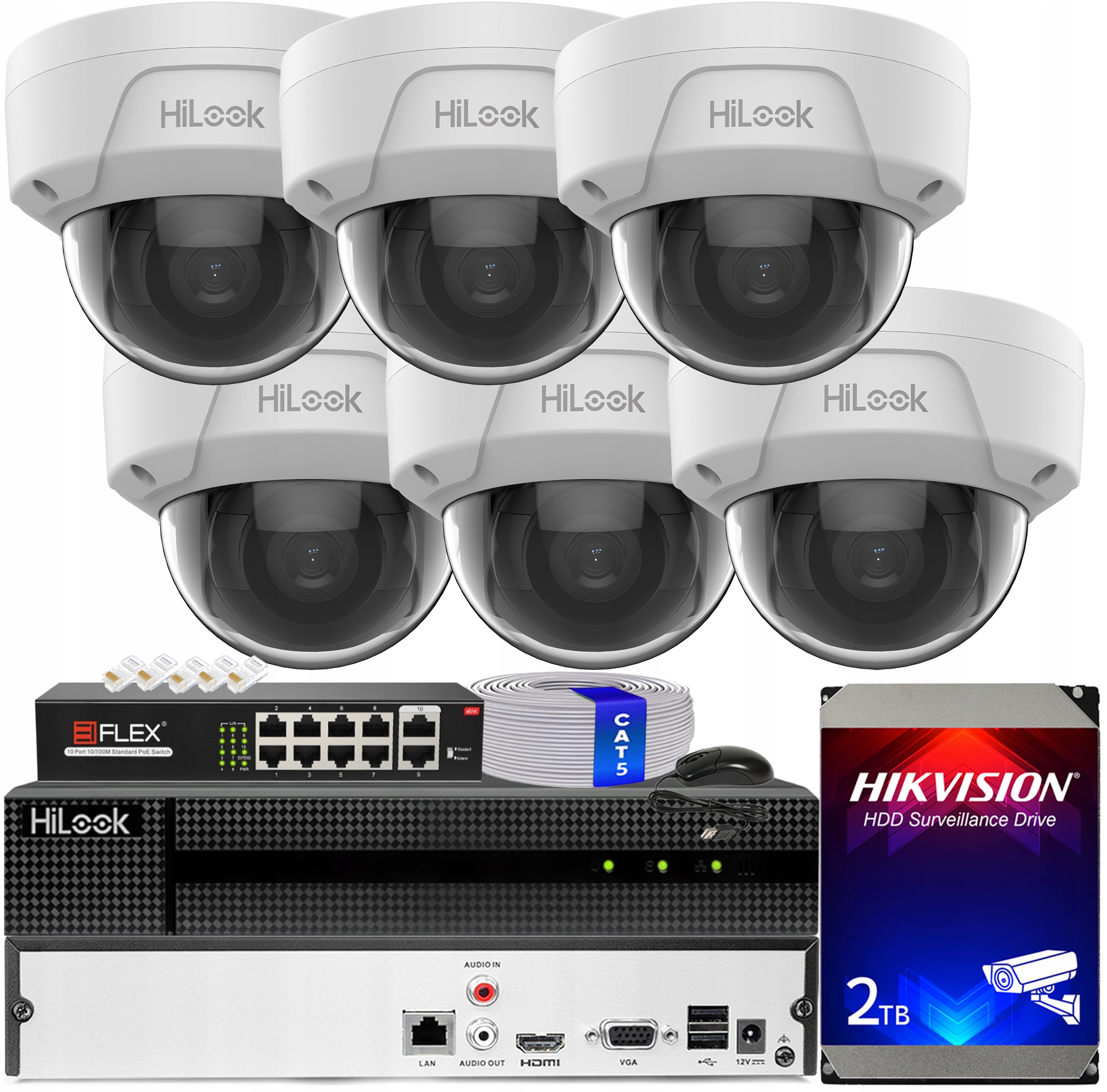 Sada na monitorovanie 6x IPC-D180H 8Mpx kamera HiLook od Hikvision Kupola