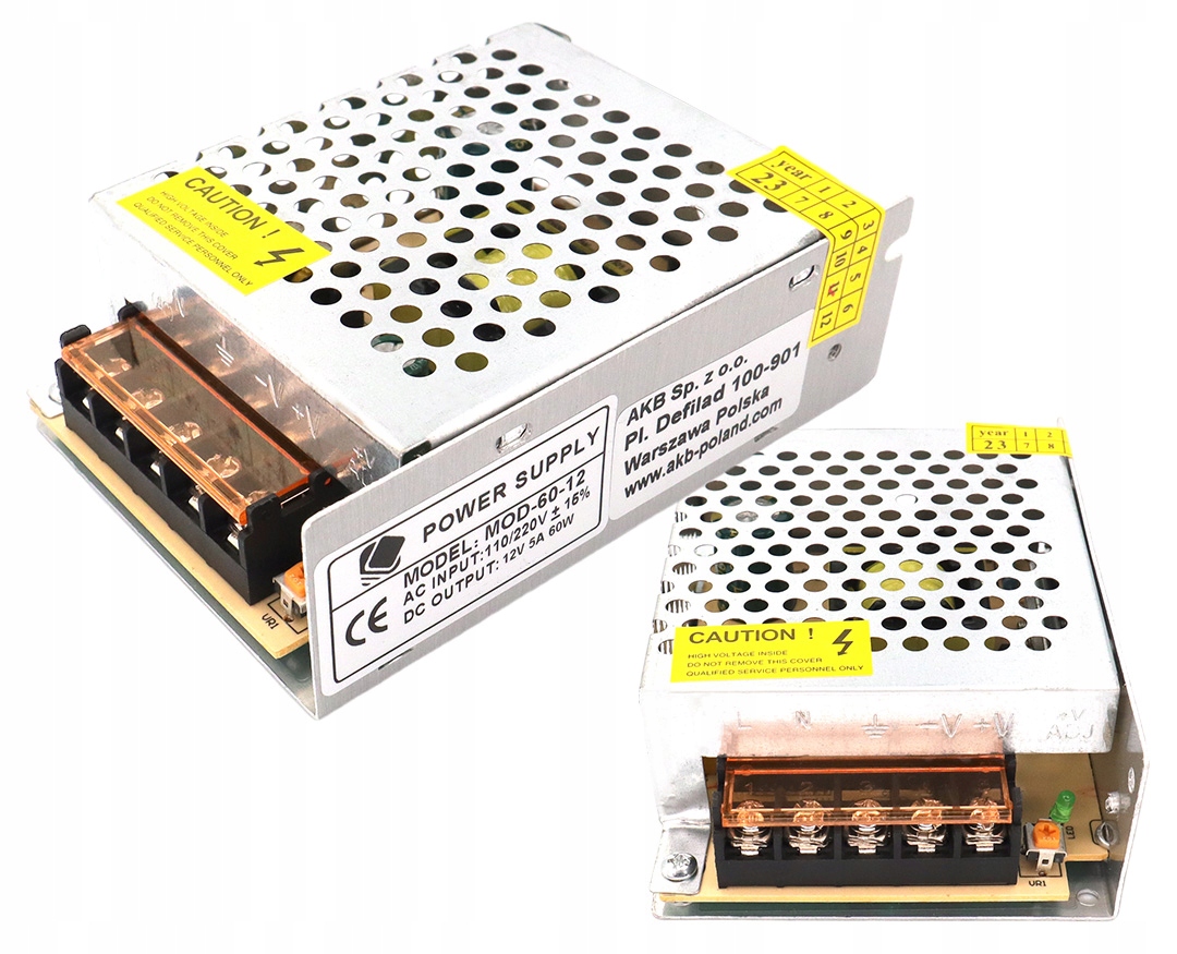 ZASILACZ LED 12V 60W 5A Montażowy Modułowy Przemysłowy Do Taśm MONO RGB