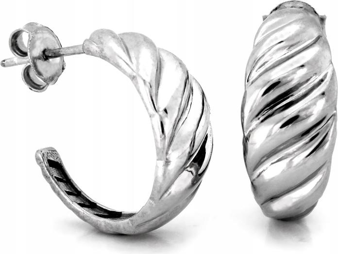 Stříbrné náušnice 925 ohnuté do oblouku, elegantní, módní, široká kolečka na tyč