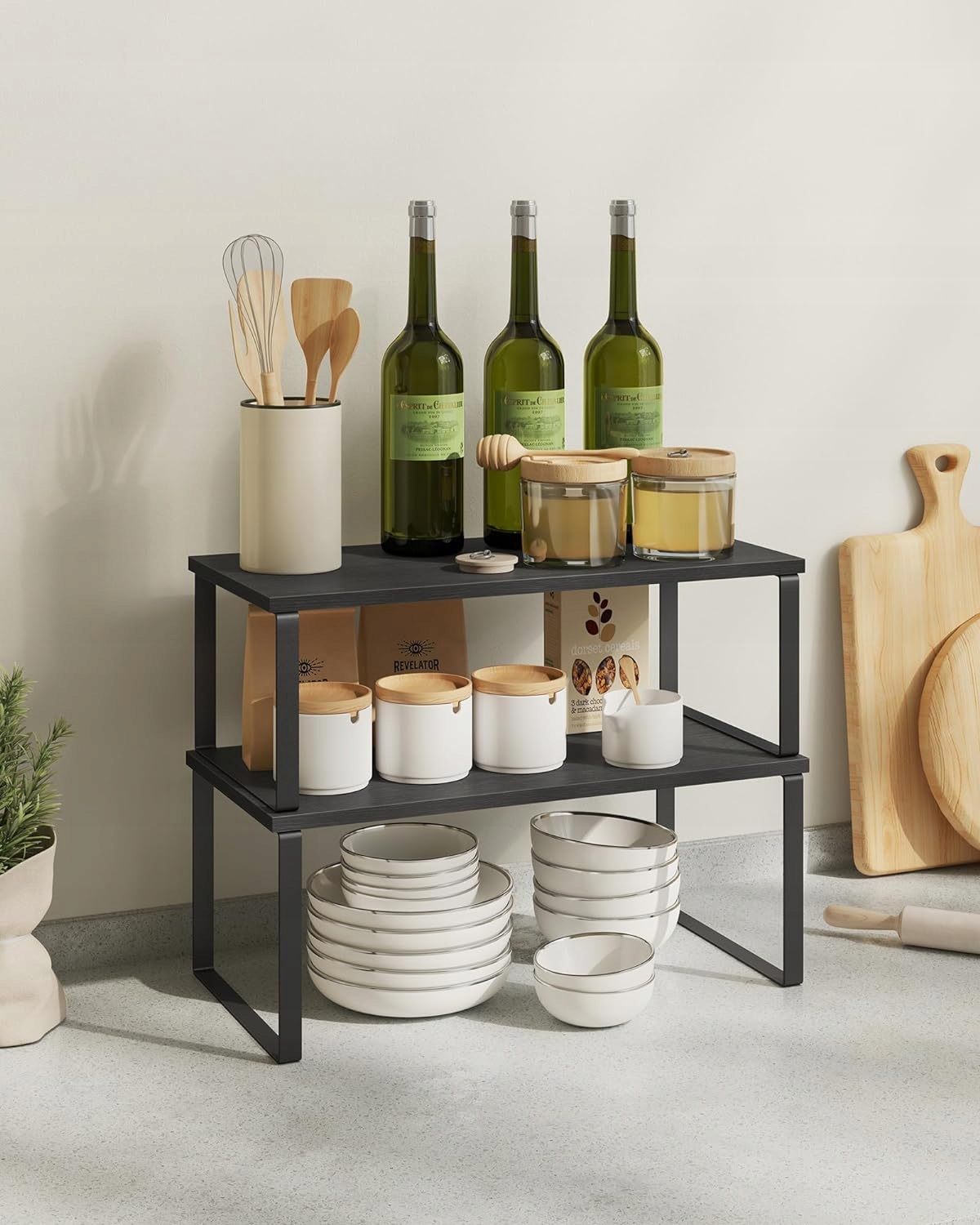 PÓŁKI REGAŁ ORGANIZER KOMPLET 2 x 2 STYL LOFT INDUSTRIALNY CZARNY - 40 cm - Marka Songmics