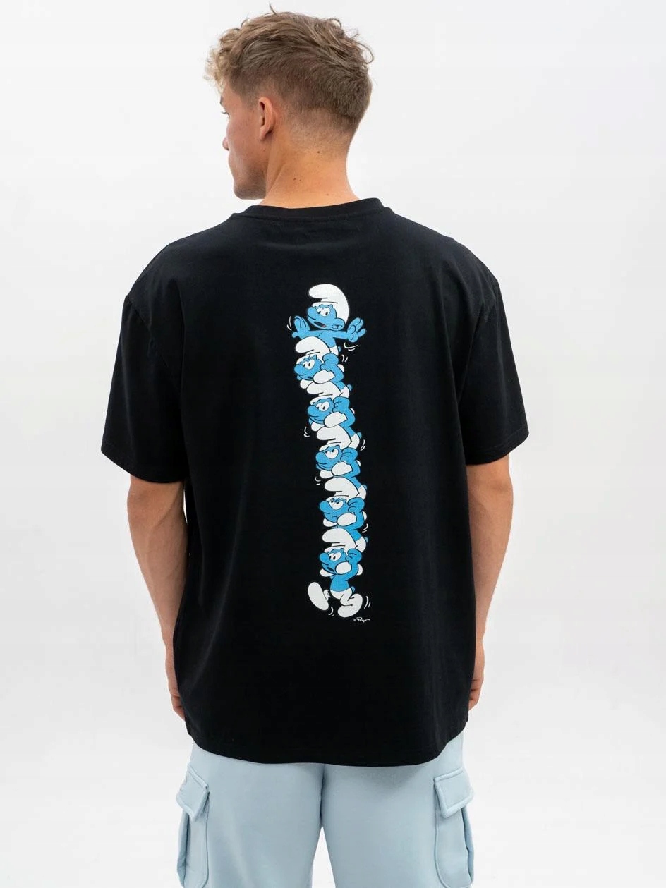 Pánské Tričko nadměrné velikosti Pánské tričko černé prémiové Šmoulové věž XXL