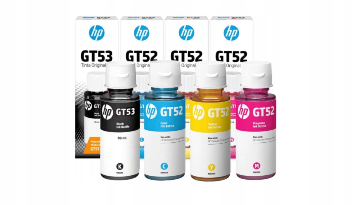 Tusz Hp GT52 GT53XL 3x70ml 1x135ml Cmyk Oryginał zestaw gt5810 755 720