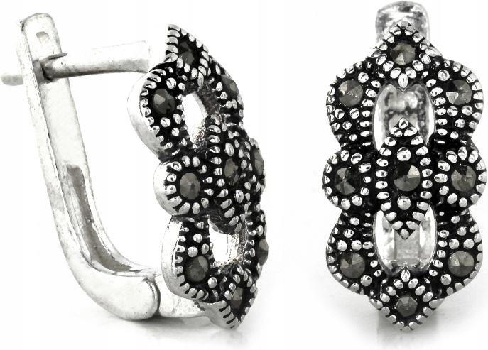 Stříbrné náušnice 925, originální anglické s markýzami, krabička s logem