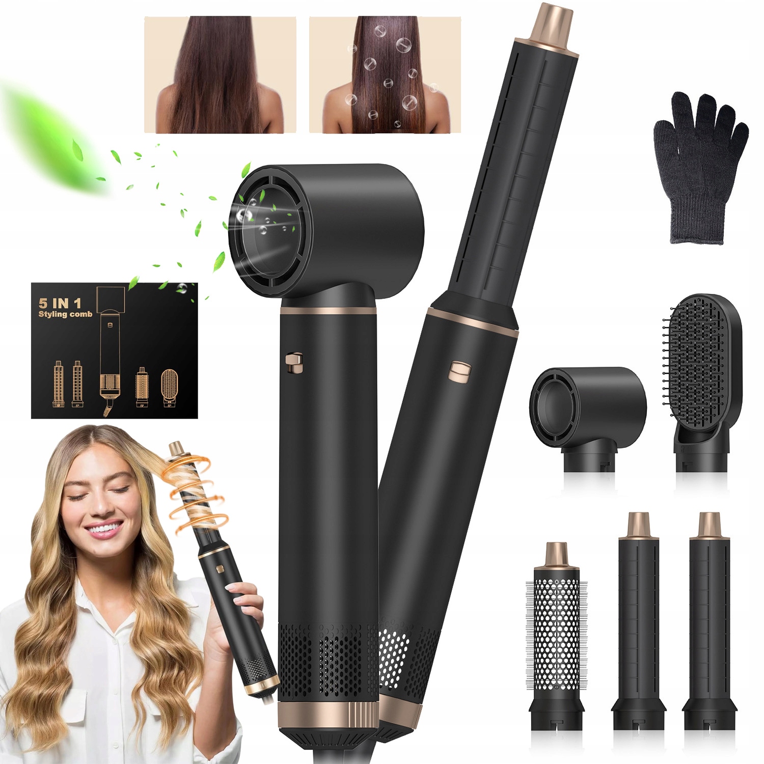 Suszarko Lokówka Do Włosów Air Styler Wysokoobrotwa 1000W Szczotka 5W1