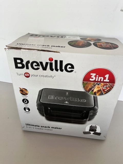 BREVILLE 3w1 Opiekacz Gofrownica Panini Czarny Stal Nierdzewna — miniatura 8