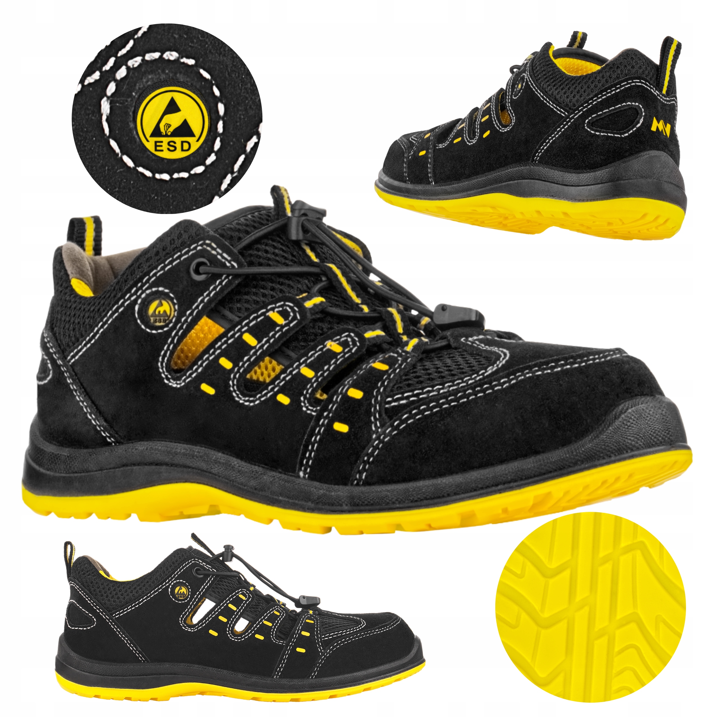 Pracovní Sandály S1 Esd kožené boty s kompozitovou špičkou Metal Free 48