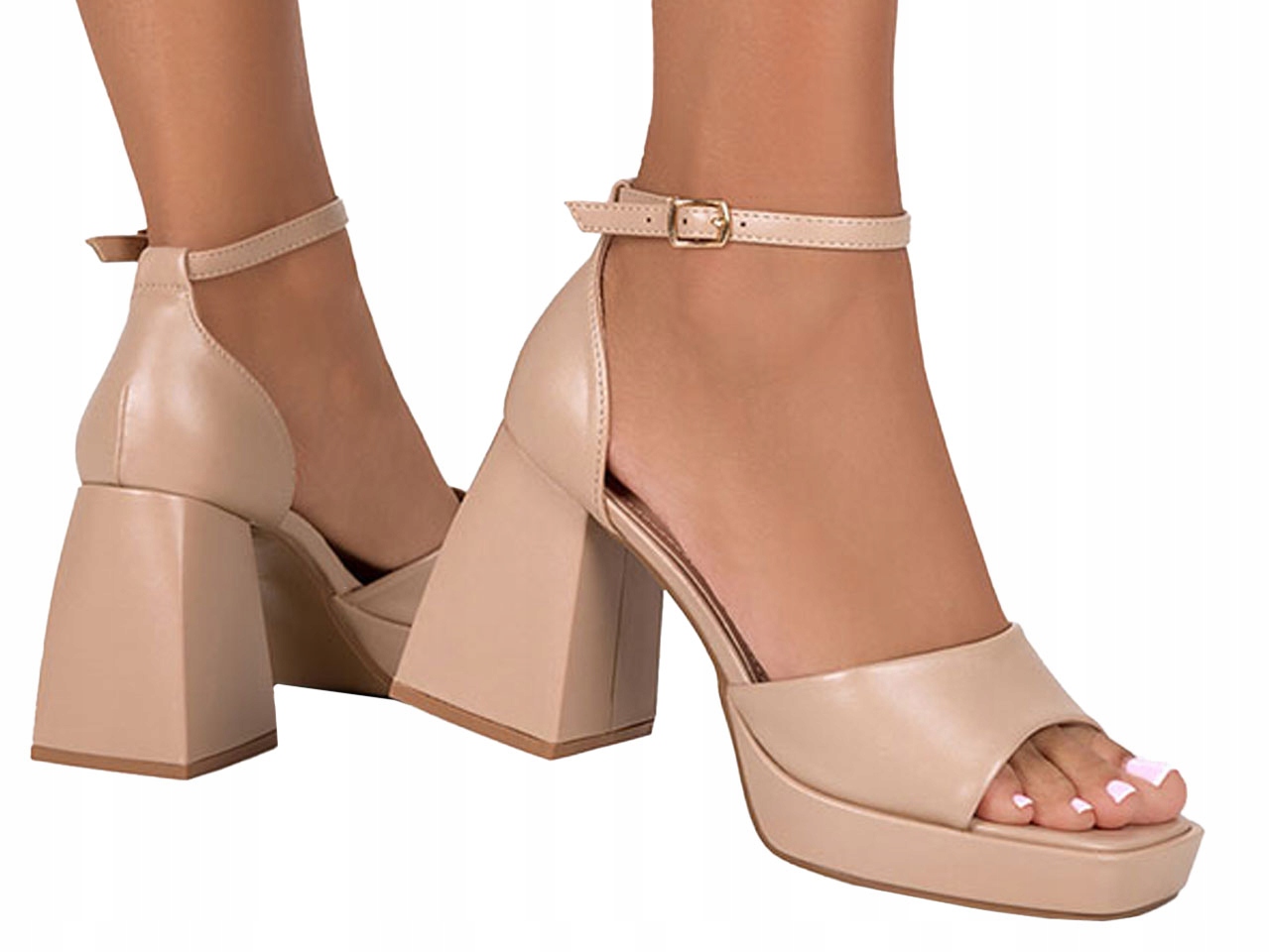 

Sandały Damskie Lekkie Buty Na Obcasie Klocku r 37