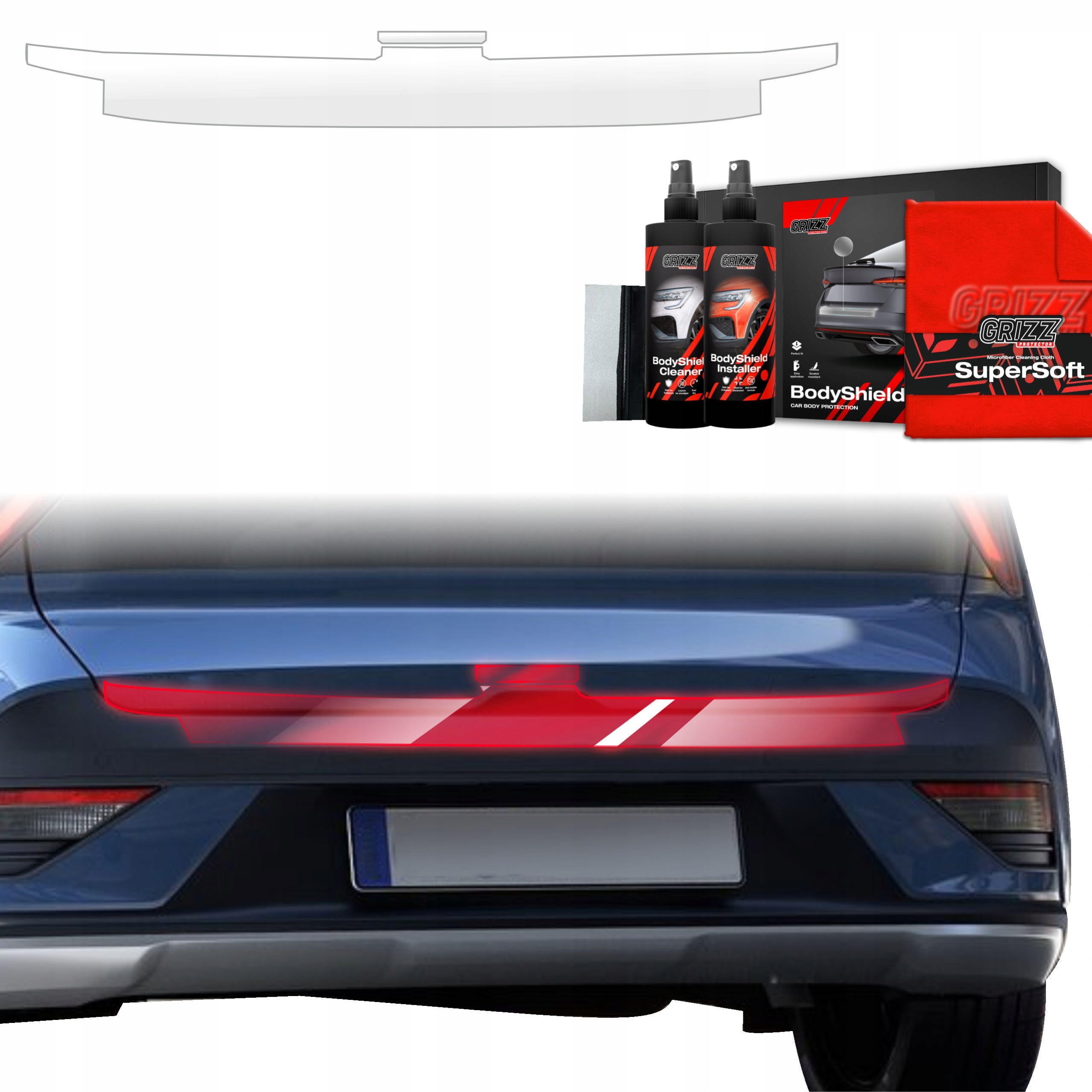 2v1 Fólie Ppf dýha na práh zavazadlového prostoru pro Hyundai Bayon (2024-2025) Grizz