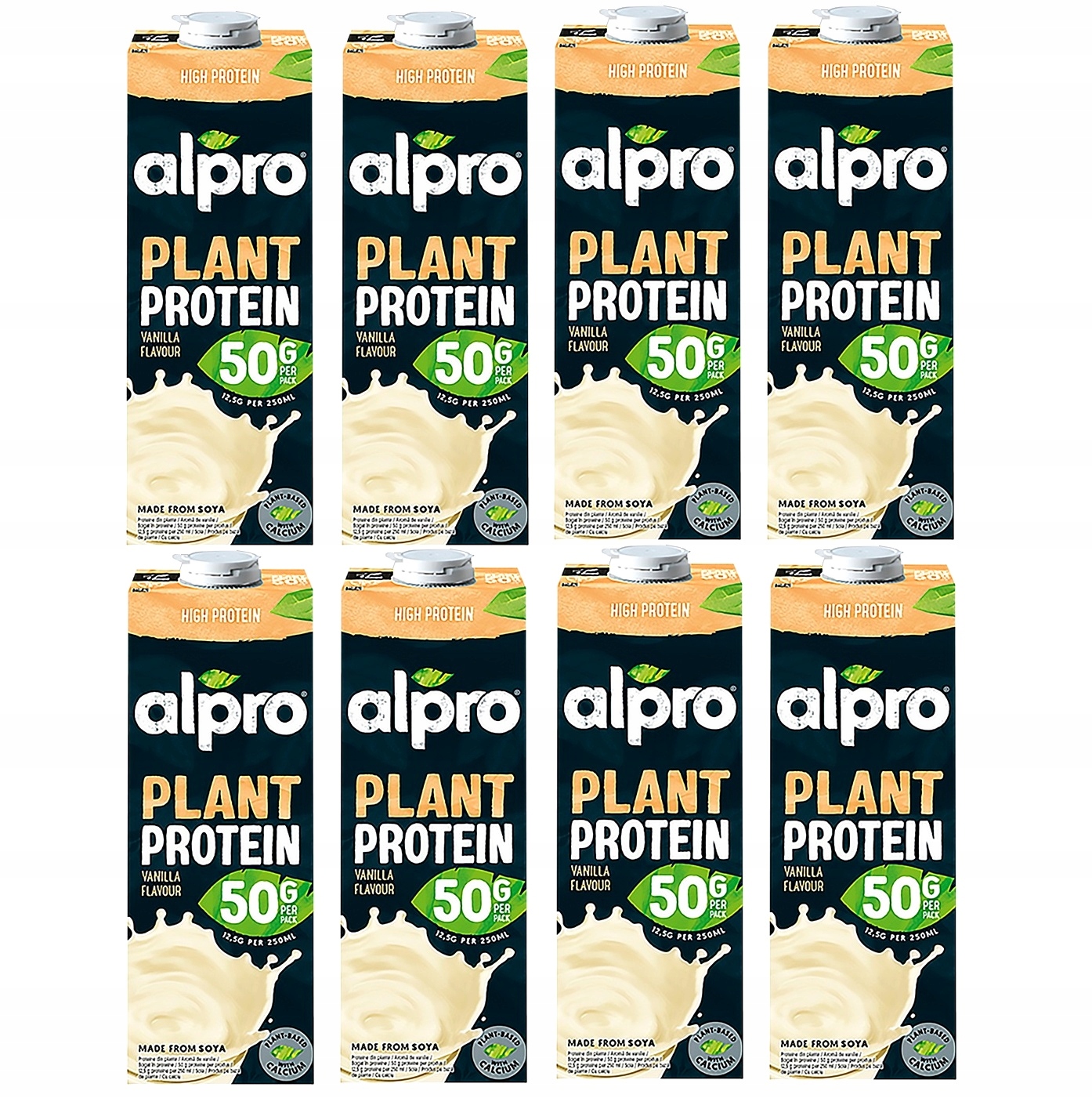 Alpro Wanilia 8 szt x 1L Wysokobiałkowy Protein Mleko Sojowe Napój roślinny