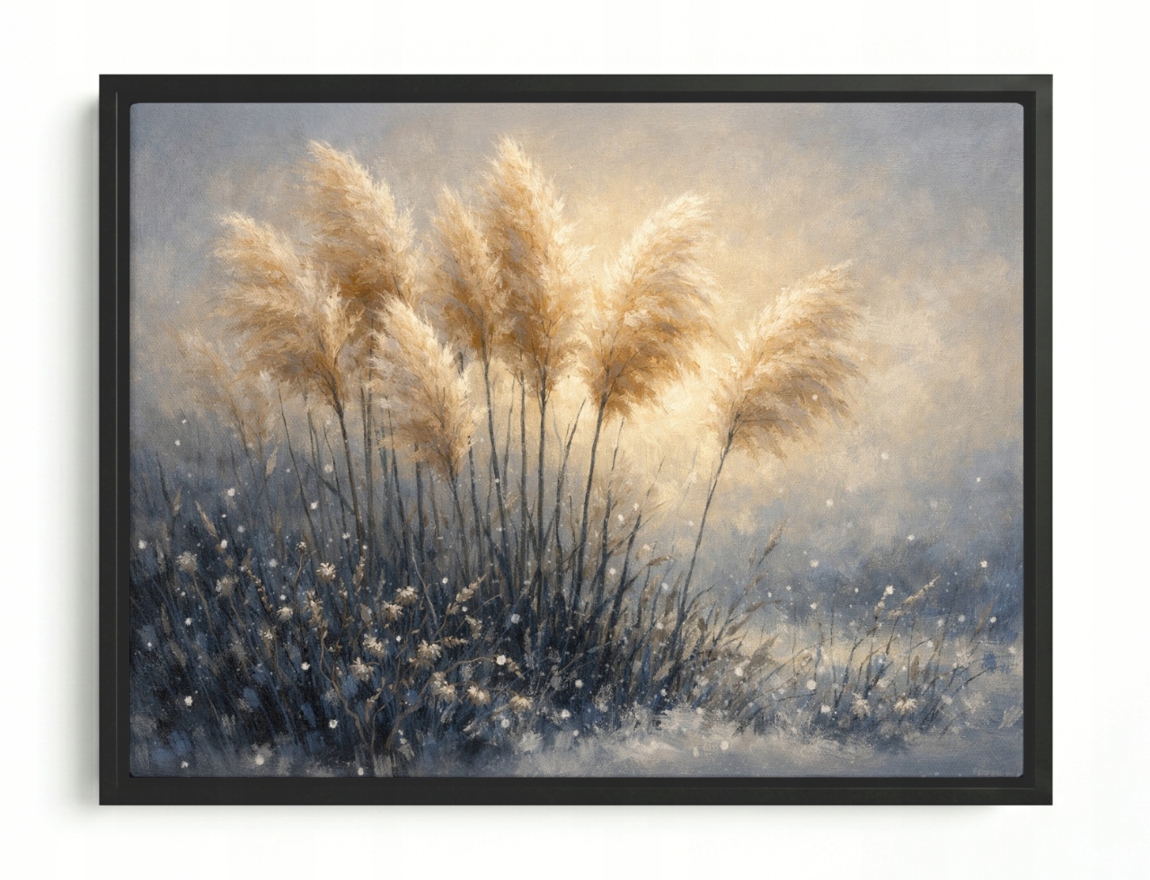 Obraz Rám Americká Krabička Příroda Tráva Ozdobná Pampasová Boho 80x60