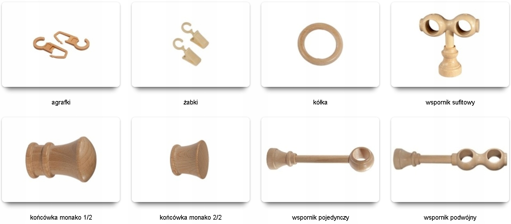 ŻABKI DO KARNISZA FIRANEK mahoń 10 szt Rodzaj kółka, żabki, agrafki