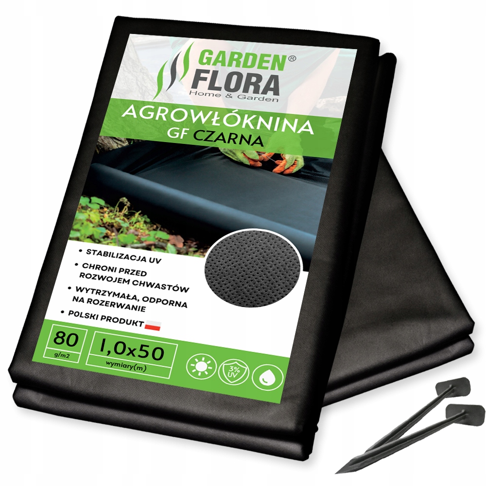 

Agrowłóknina Gf czarna 1,0x50m80g+ Szpilki Zestaw