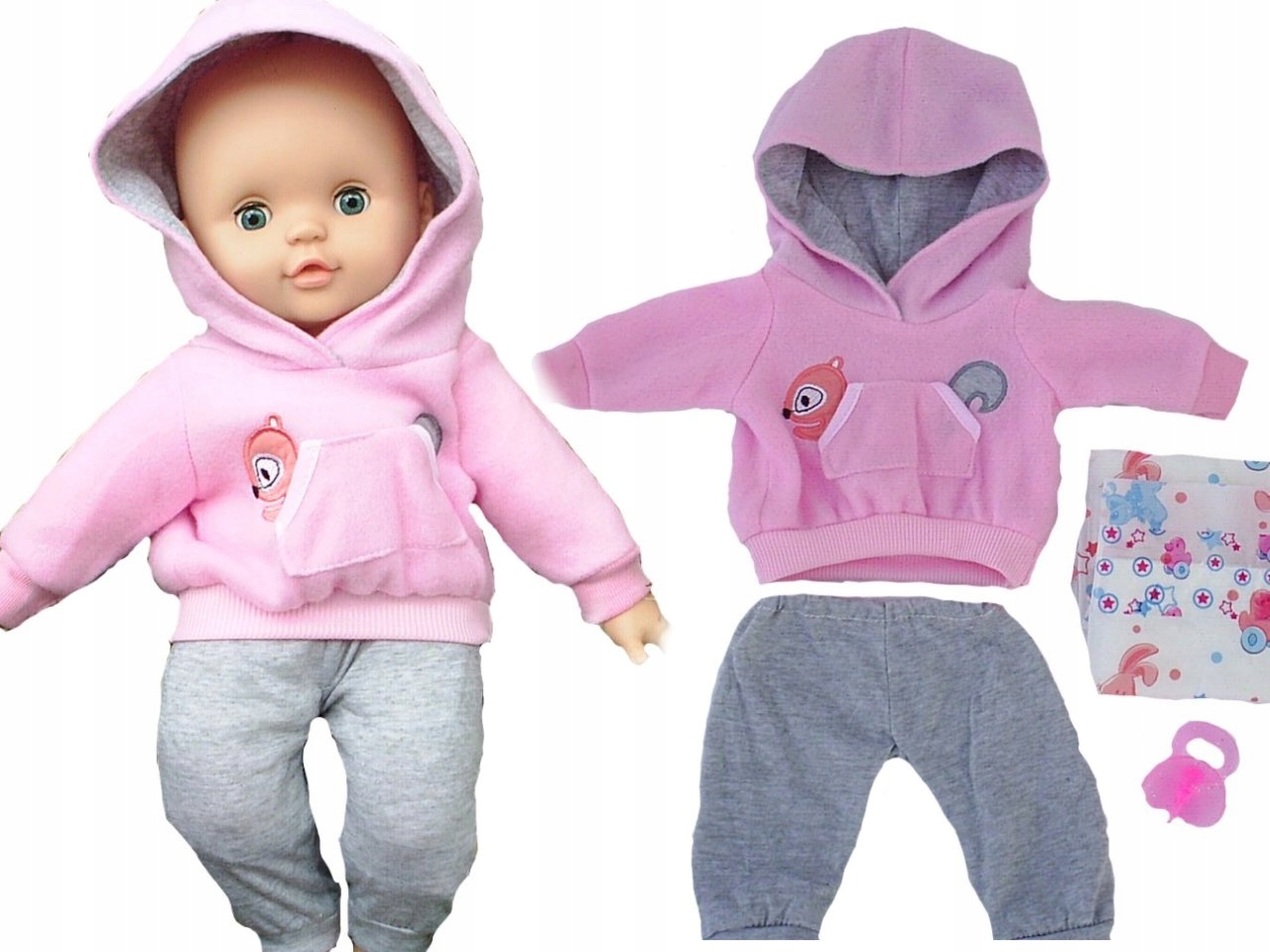 

Ubranko Dla Lalki Chłopca, Dres, Pampers+ Smoczek