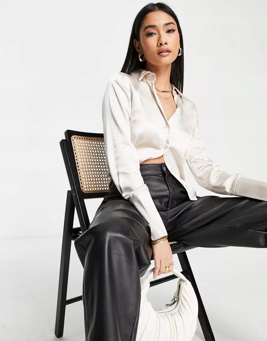 TOPSHOP KOSZULA DAMSKA SATYNOWA BEŻOWA 36S 1VAE