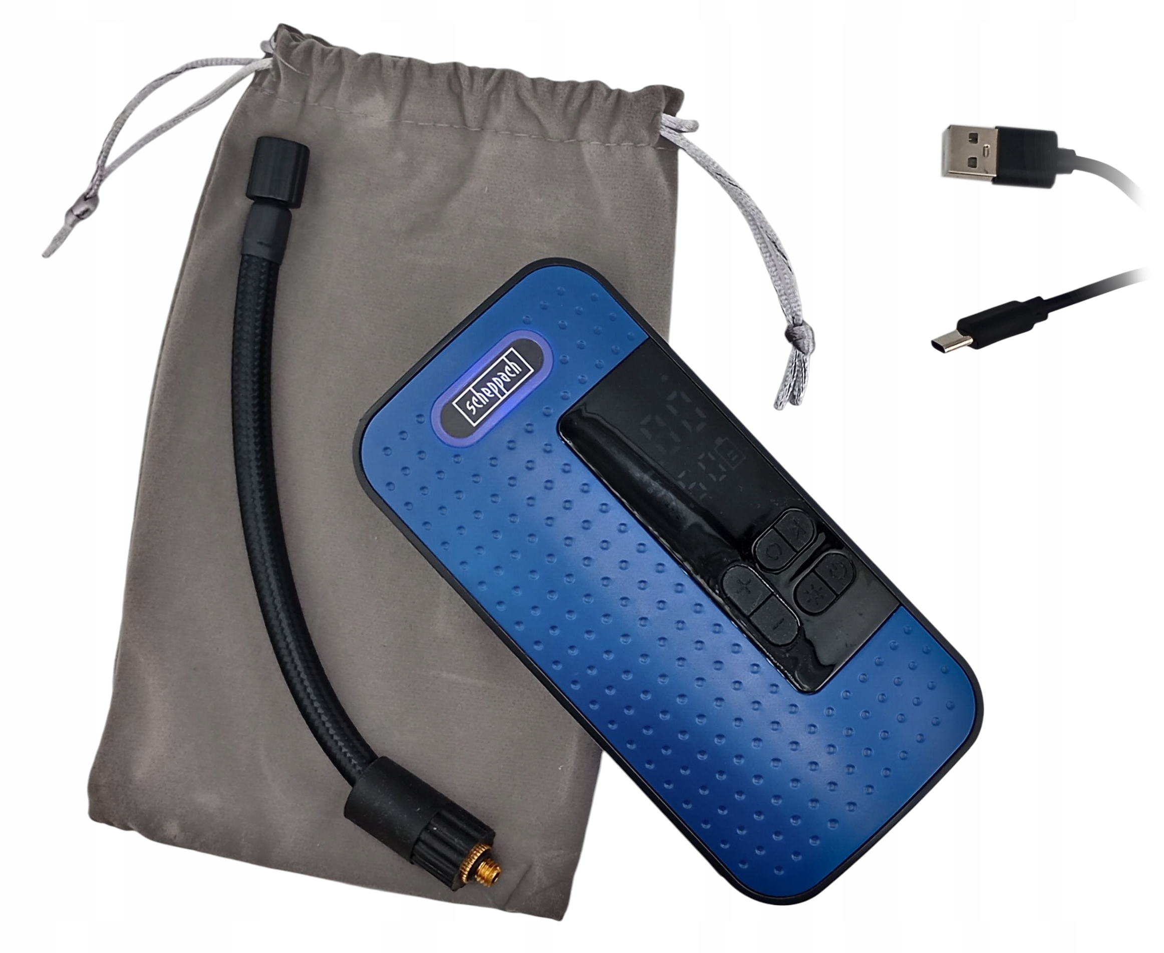 Scheppach Akumulatorowa pompka Sprężarka Kompresor do samochodu roweru Usb